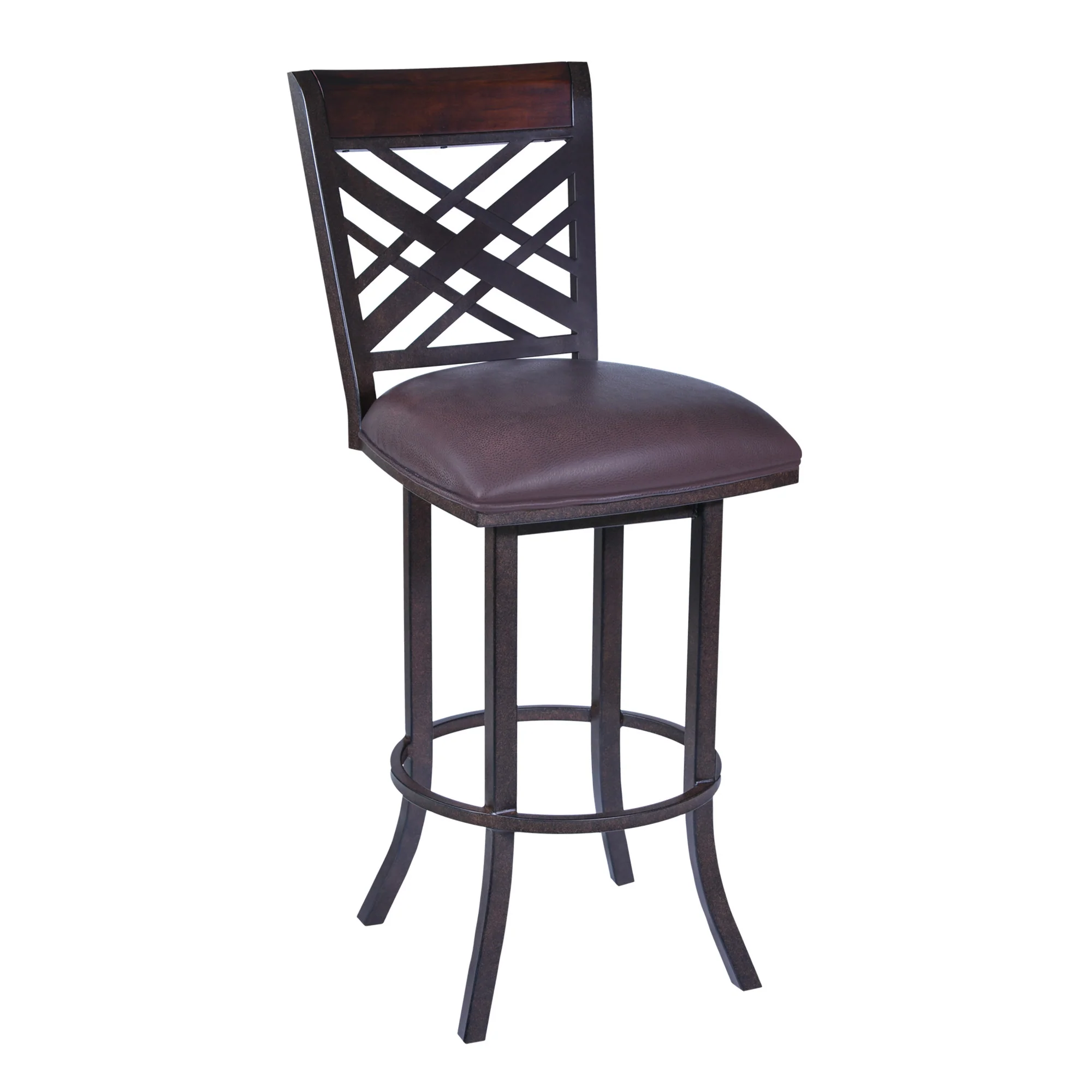 45" Brown Faux Leather And Iron Bar Height Chair By Homeroots