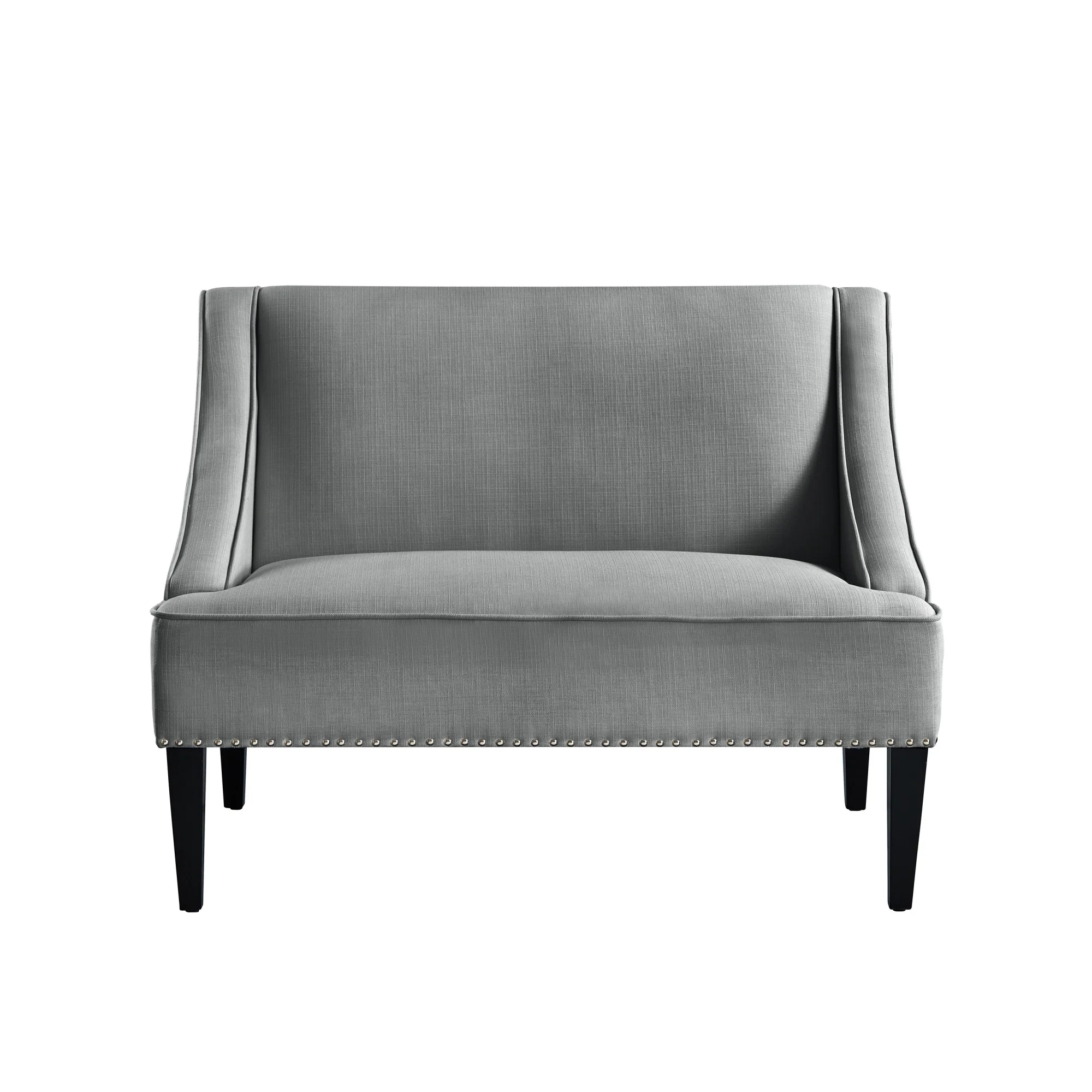 45" Light Gray And Black Upholstered Linen Bench By Homeroots
