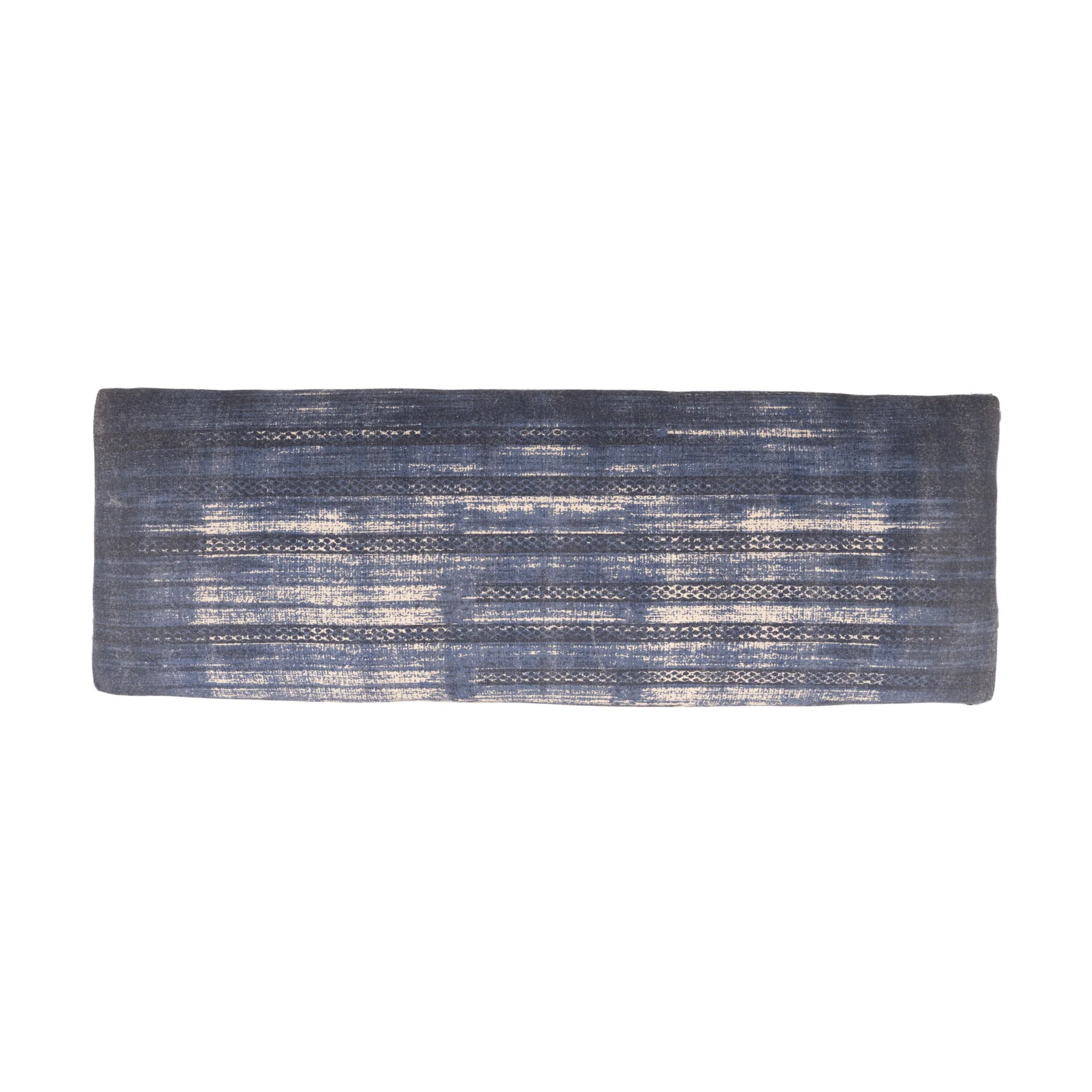 47" Blue And Cream Abstract Design Blue Leg Upholstered Bench By Homeroots