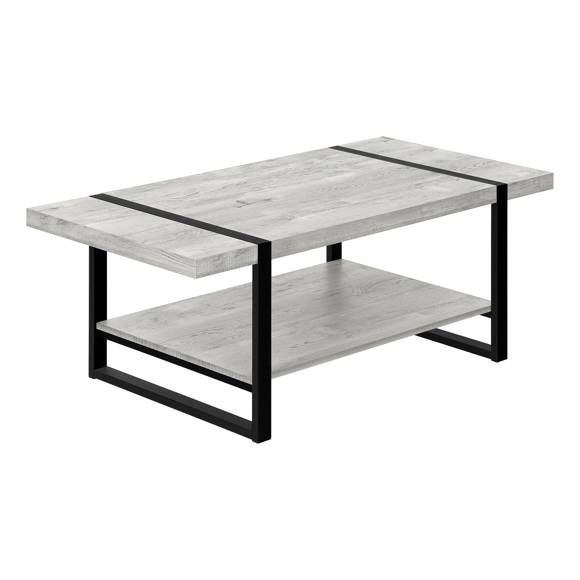 47" Grey And Black Rectangular Coffee Table With Shelf By Homeroots