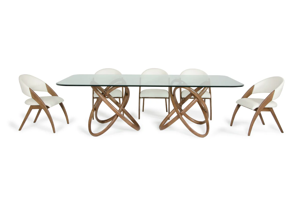 47" Walnut And Glass Dining Table By Homeroots