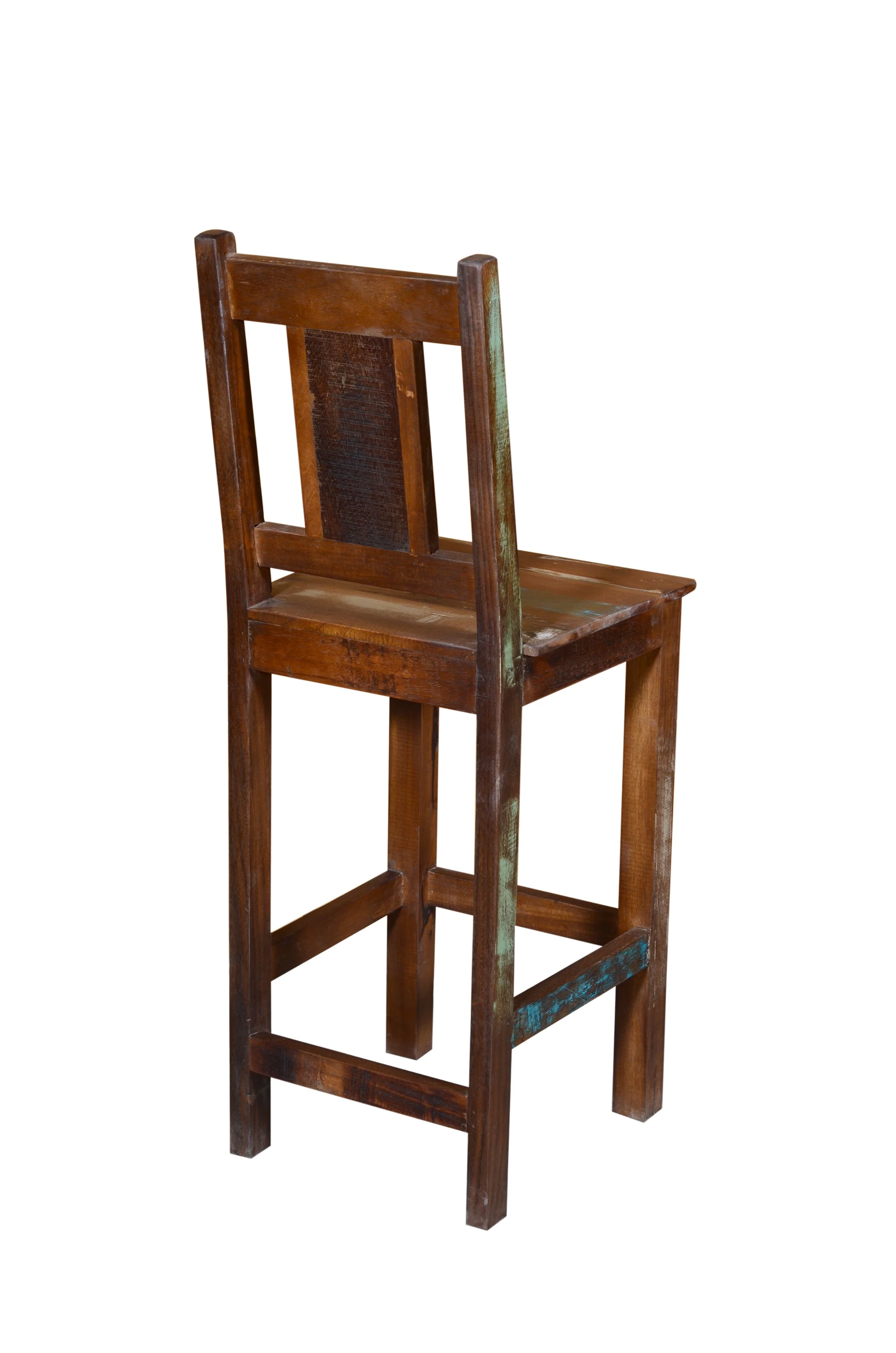 48" Brown And Rustic Patina Reclaimed Wood Bar Height Chair By Homeroots