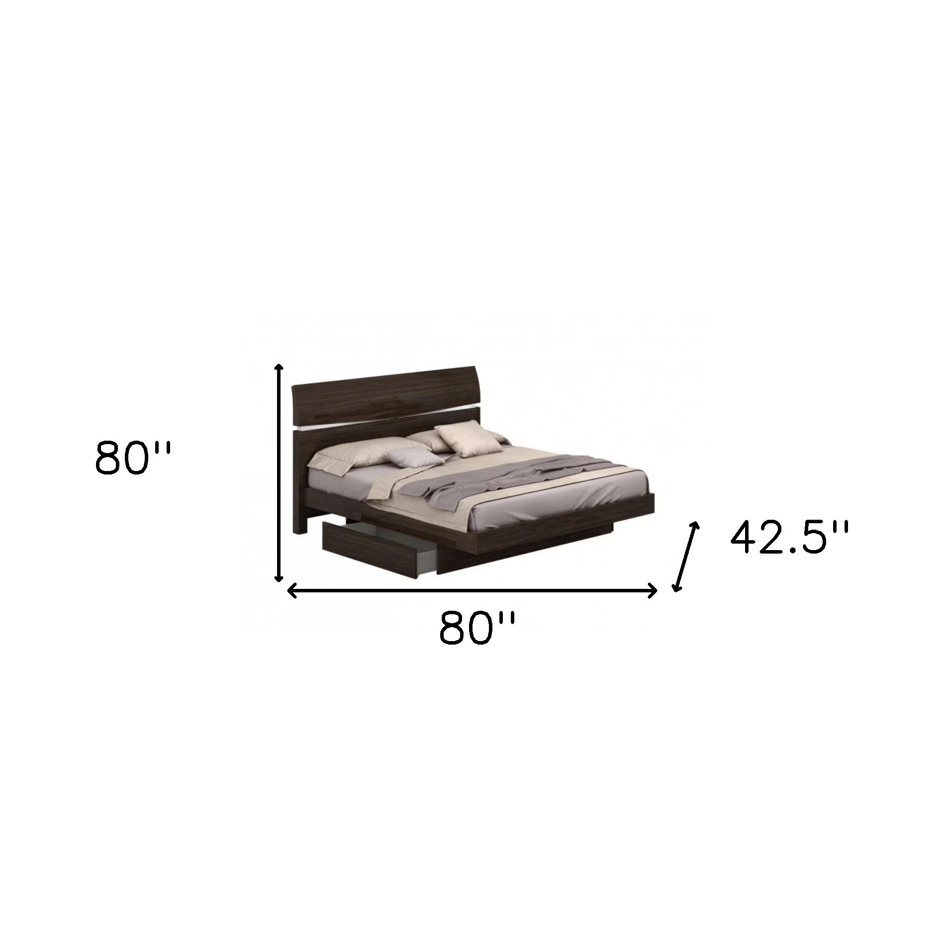 4Pc Eastern King Modern Wenge High Gloss Wenge Bedroom Set By Homeroots - Image 3