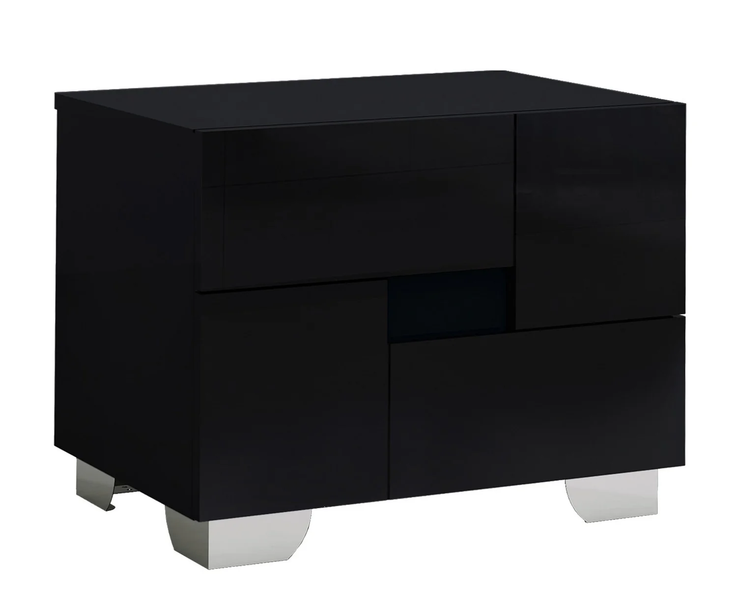 4Pc Queen Modern Black High Gloss Bedroom Set By Homeroots - Image 3