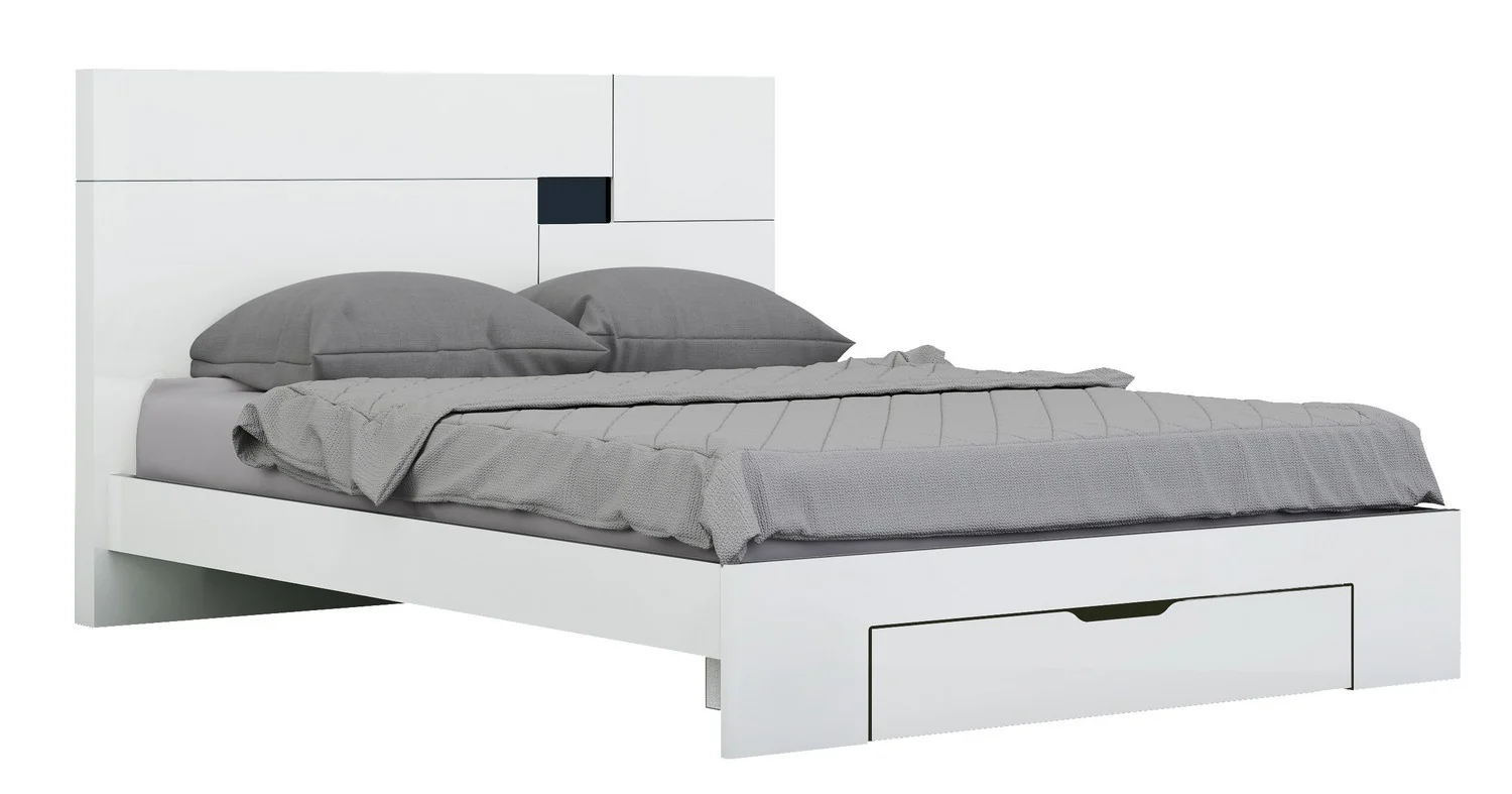 4Pc Queen Modern White High Gloss Bedroom Set By Homeroots - 343991