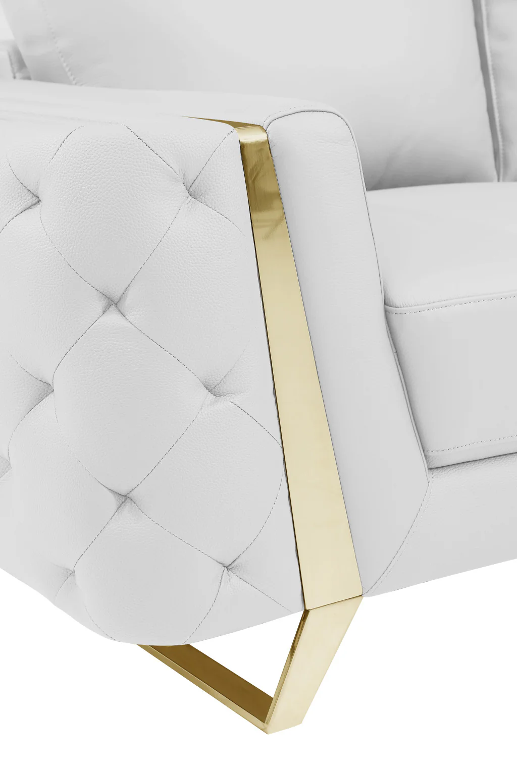 50" White and Gold Genuine Leather Chair Arm Chair By Homeroots - Image 9