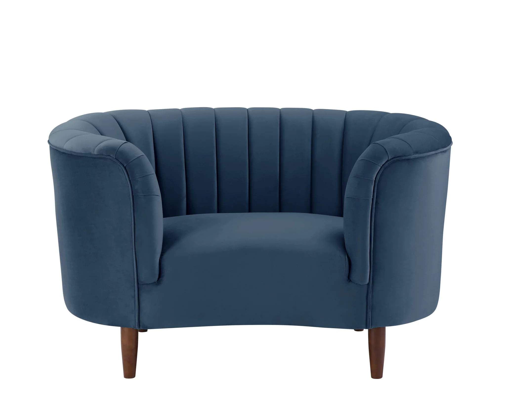 52" Blue Velvet And Black Striped Arm Chair By Homeroots