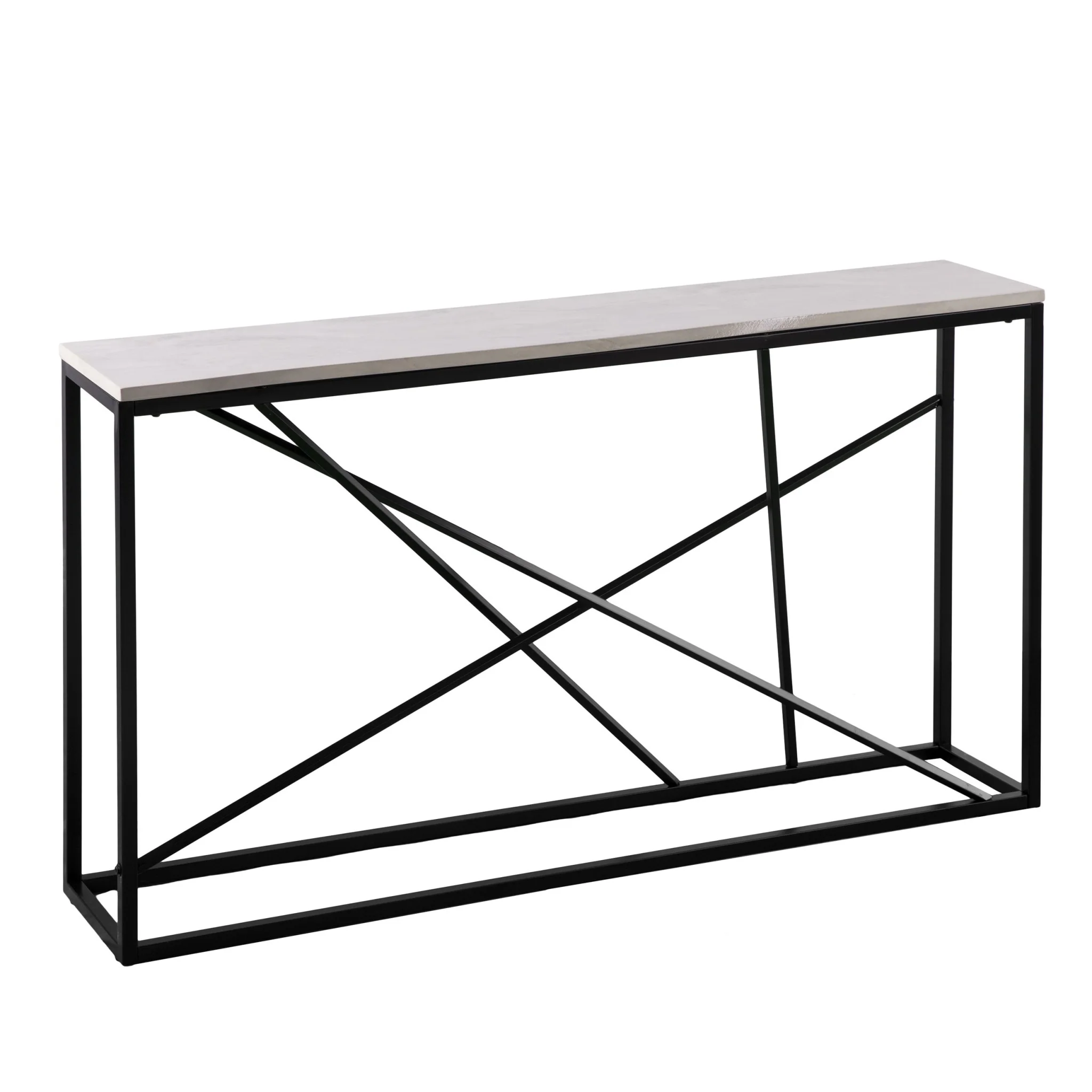 52" White and Black Faux Marble Frame Console Table By Homeroots