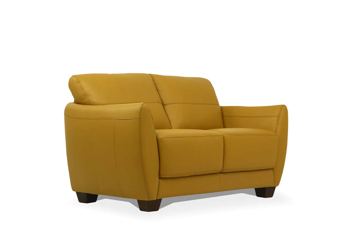 57" Mustard Leather And Black Love Seat By Homeroots