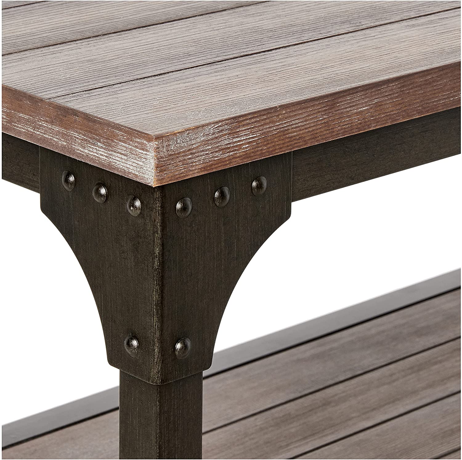 60' Rustic Weathered Oak Console Storage Table By Homeroots - Image 5