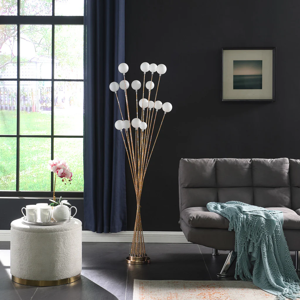 62" Golden Chrome Contemporary Multi Light LED Floor Lamp By Homeroots - Image 4