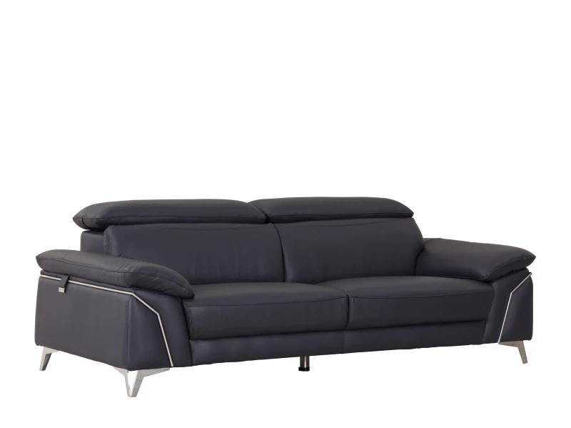 68'" X 41'"  X 39'" Modern Navy Leather Sofa And Loveseat By Homeroots - Image 4