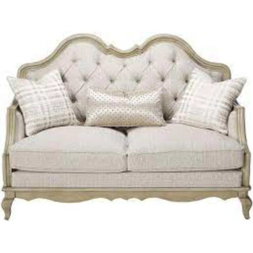 70" Silver And Platinum Faux Leather Love Seat And Toss Pillows By Homeroots