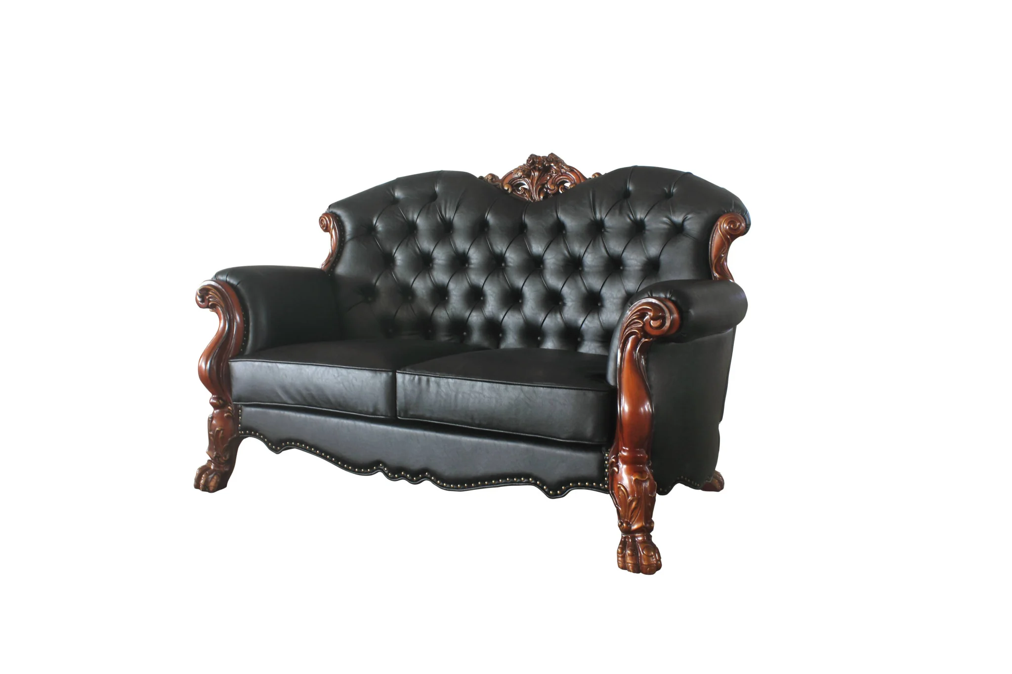 71" Black And Brown Faux Leather Love Seat And Toss Pillows By Homeroots