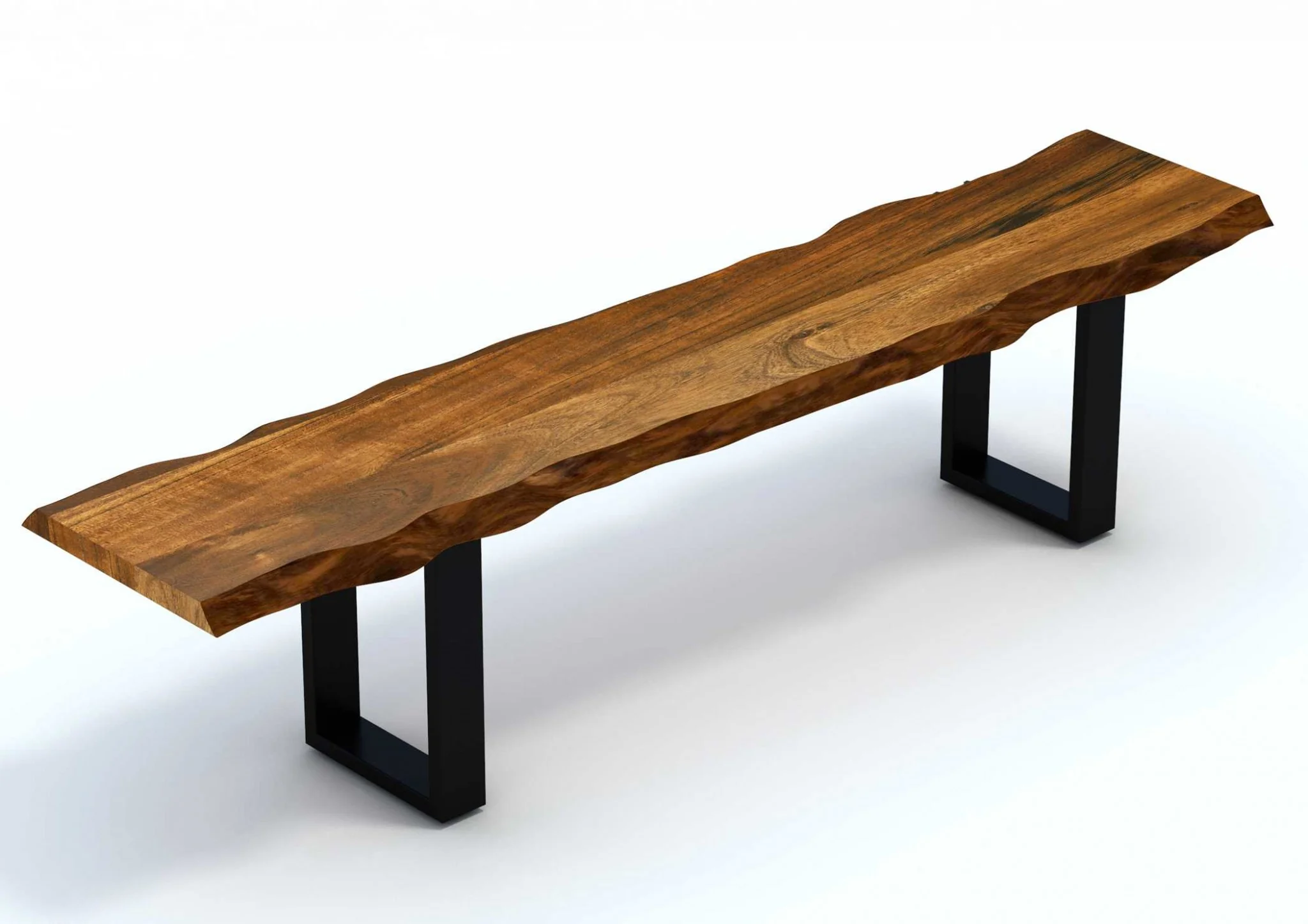 71" Live Edge Acacia Wood Bench with Black Metal Legs By Homeroots - 379792