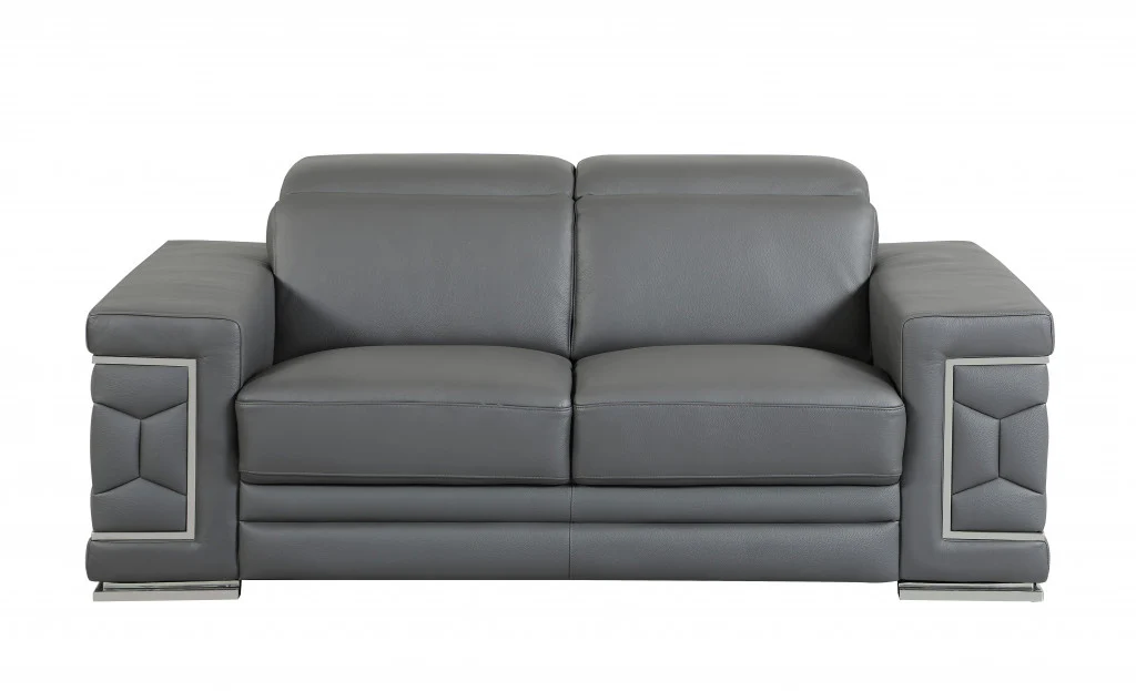 71" X 41" X 29" Modern Dark Gray Leather Sofa And Loveseat By Homeroots