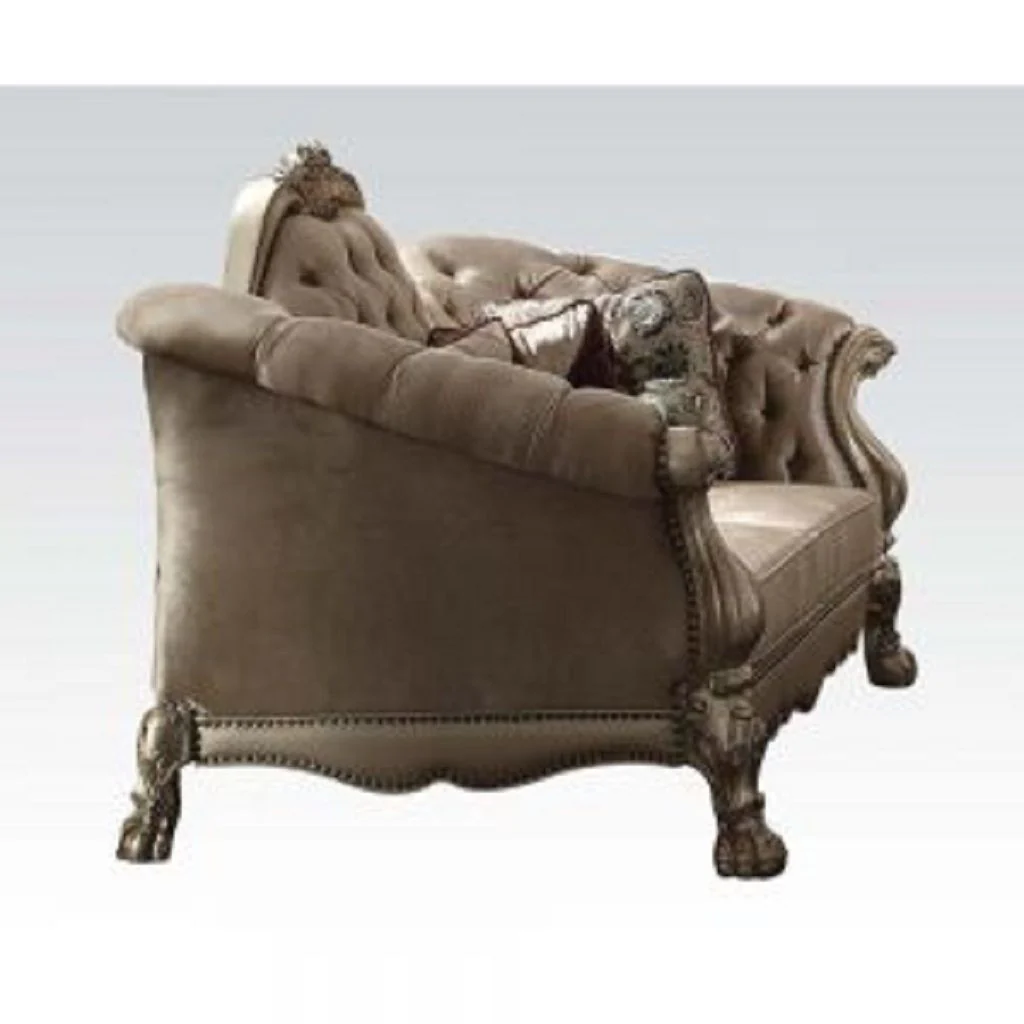 73" Bone Velvet Velvet Love Seat And Toss Pillows By Homeroots