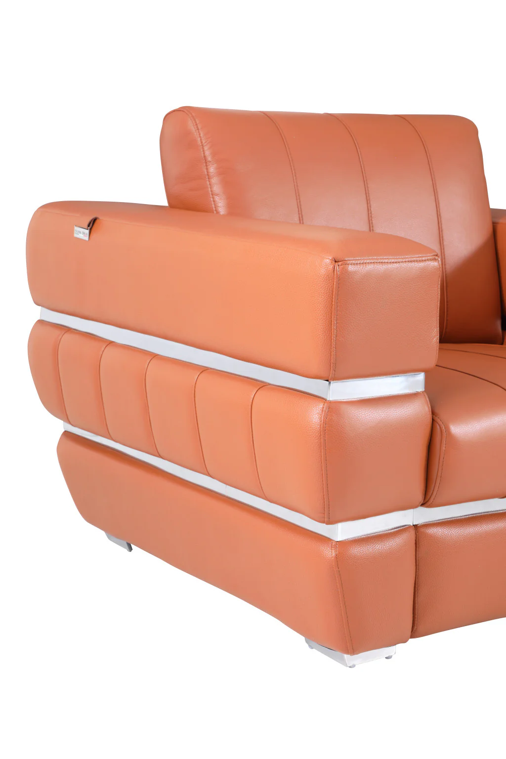 75" Camel And Silver Italian Leather Love Seat By Homeroots - Image 6