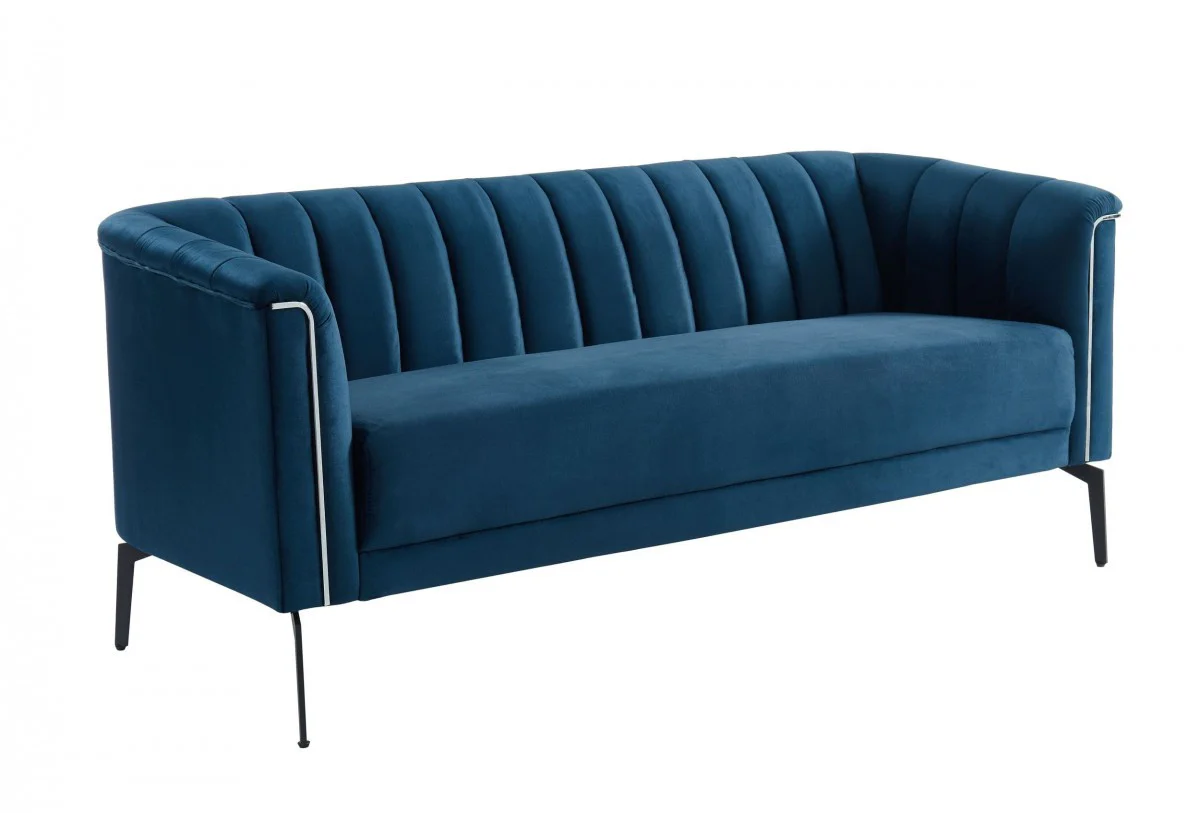 76" Blue Three Person Standard Metal Legs Sofa By Homeroots