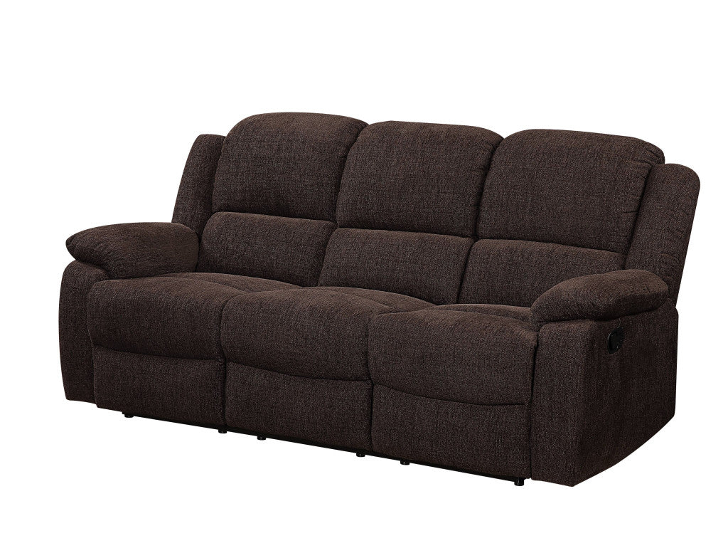 79" Brown Chenille And Black Sofa By Homeroots