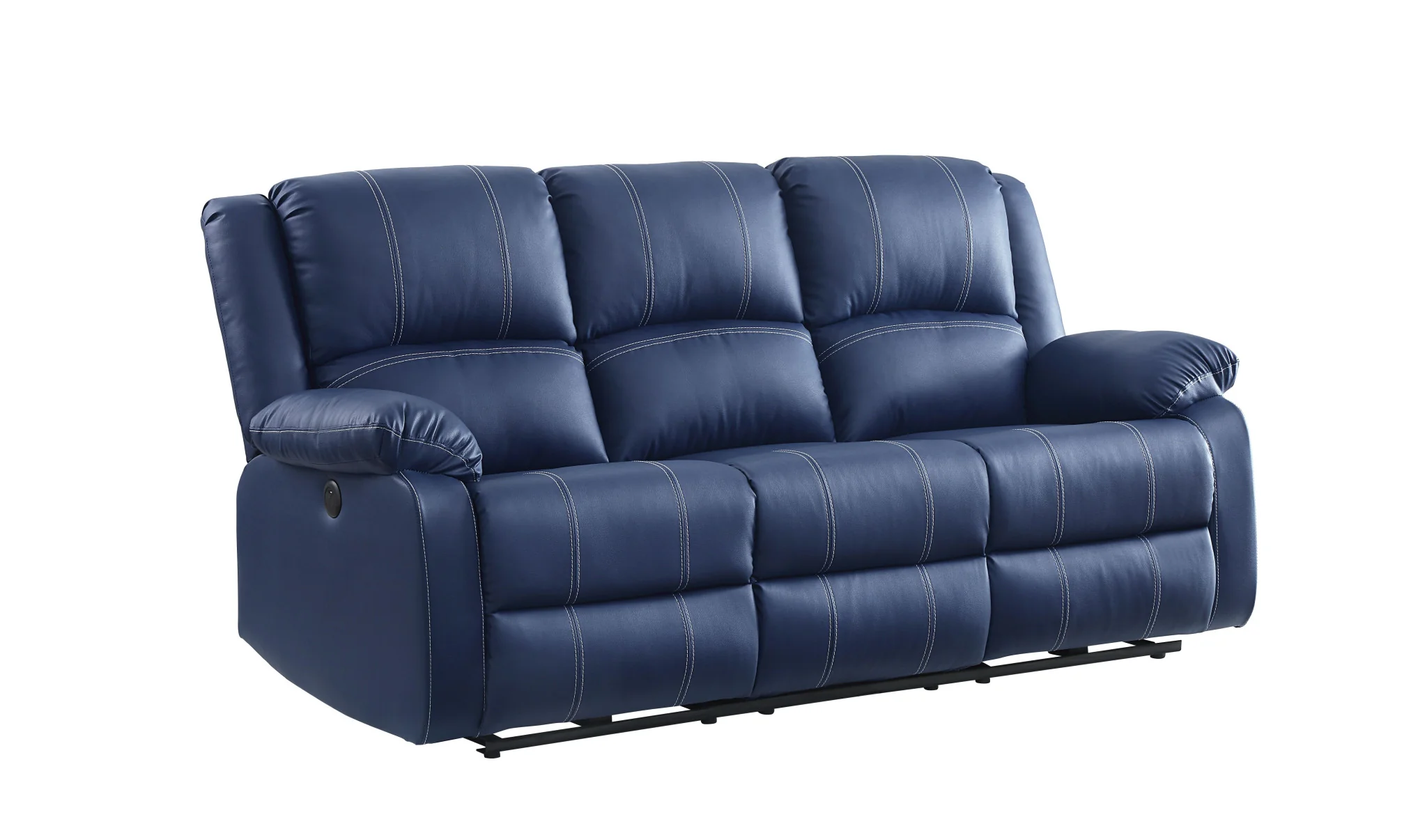 81" Blue Faux Leather And Black Usb Sofa By Homeroots