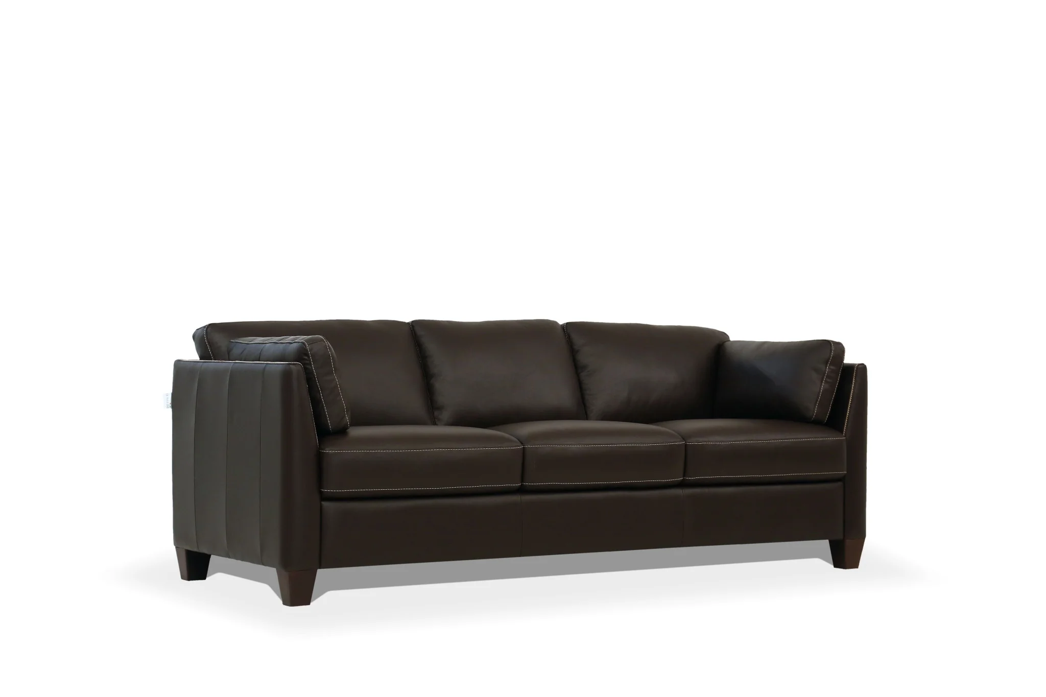 81" Chocolate Leather And Black Sofa By Homeroots