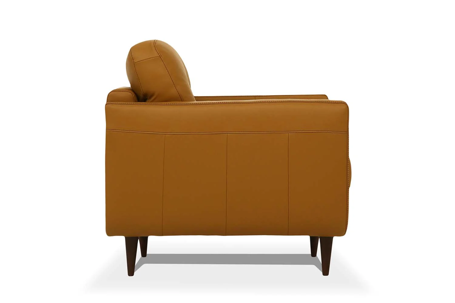 83" Camel Leather And Black Sofa By Homeroots - Image 3