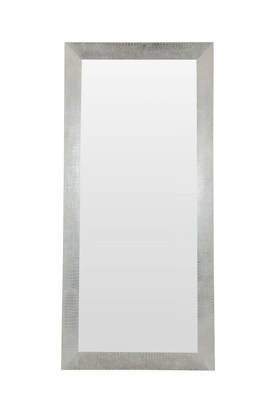 83" Silver Crocodile Glass Floor Mirror By Homeroots