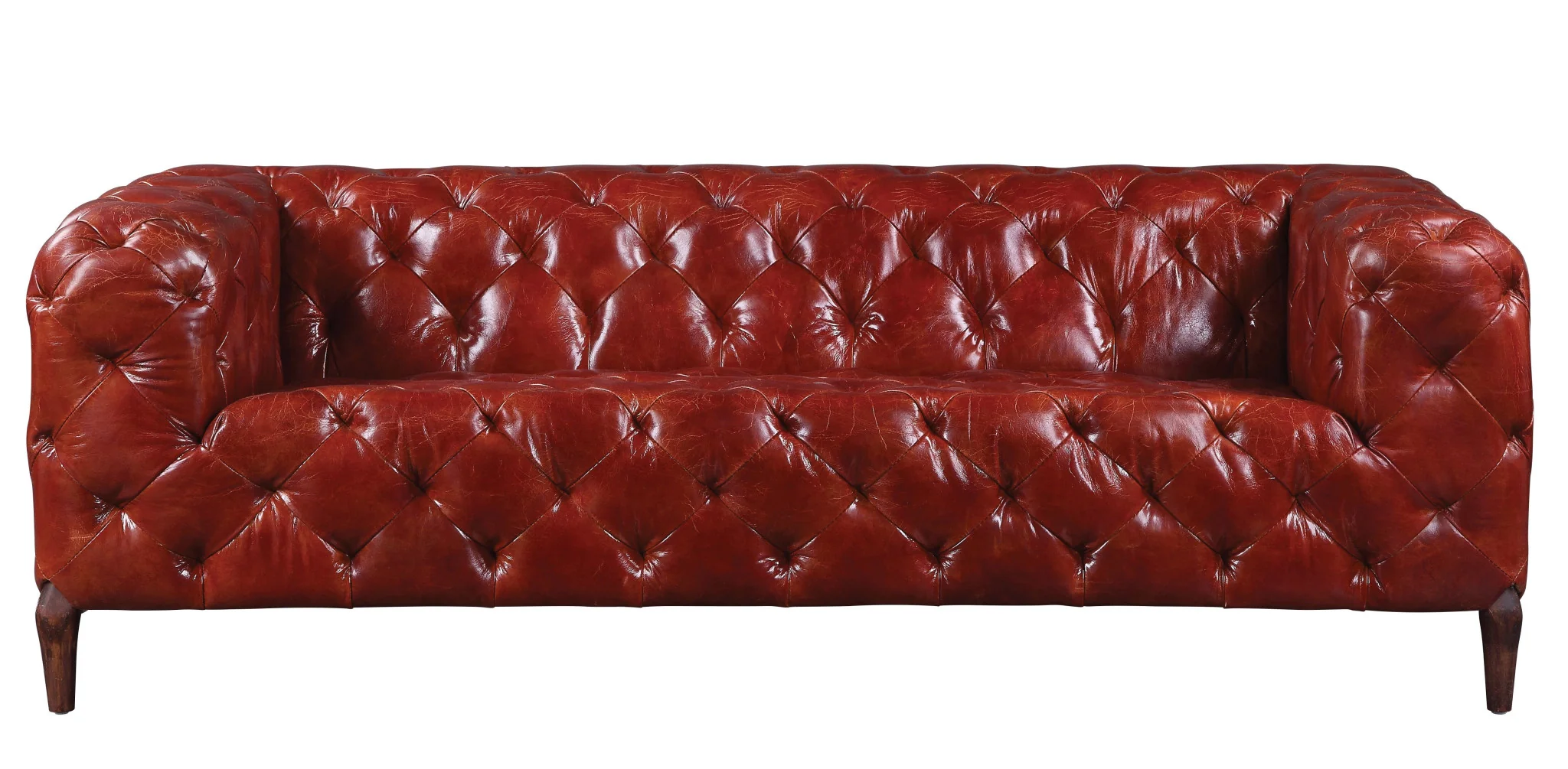 85" Merlot Top Grain Leather And Black Sofa By Homeroots