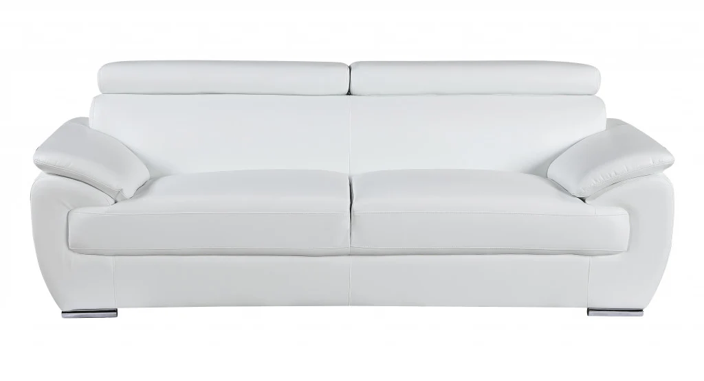 86" Captivating White Leather Sofa By Homeroots