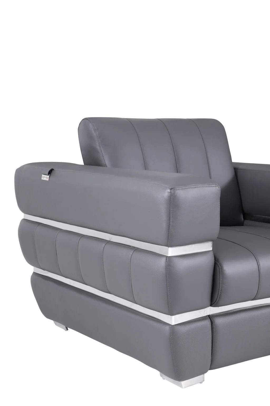 89" Camel Brown Chrome Accents Genuine Leather Standard Sofa By Homeroots - Image 9