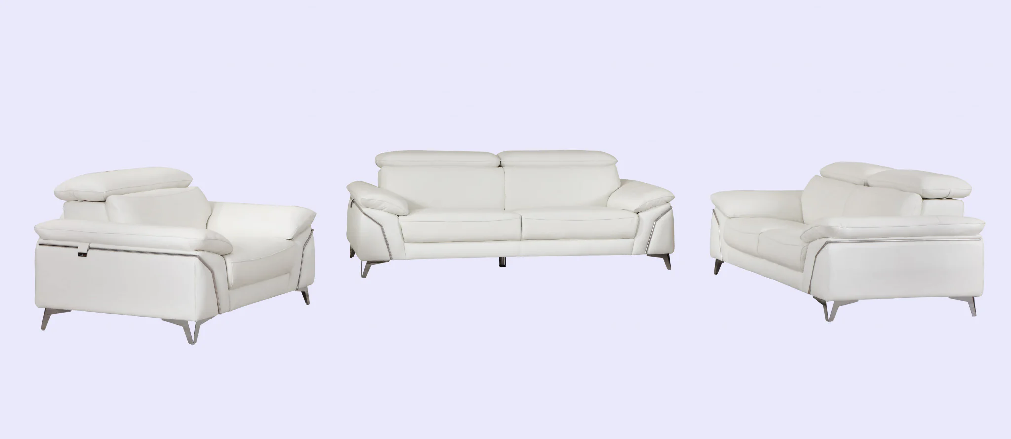 93" White Leather Sofa Set By Homeroots
