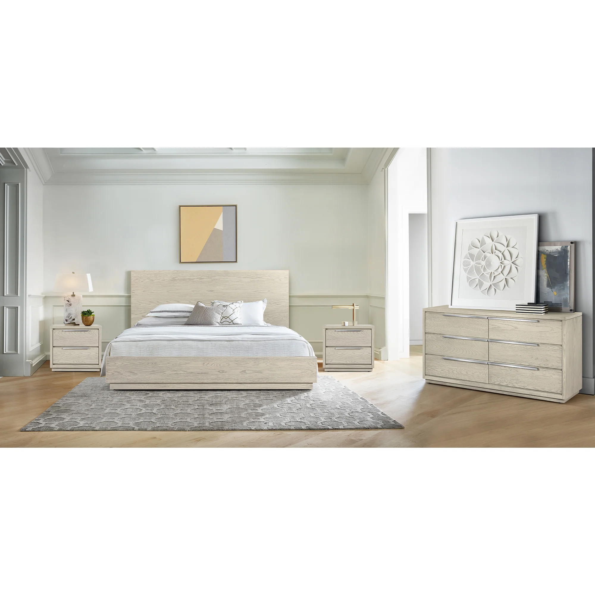 Abbey 2 Drawer Nightstand in Grey Oak Wood By Armen Living