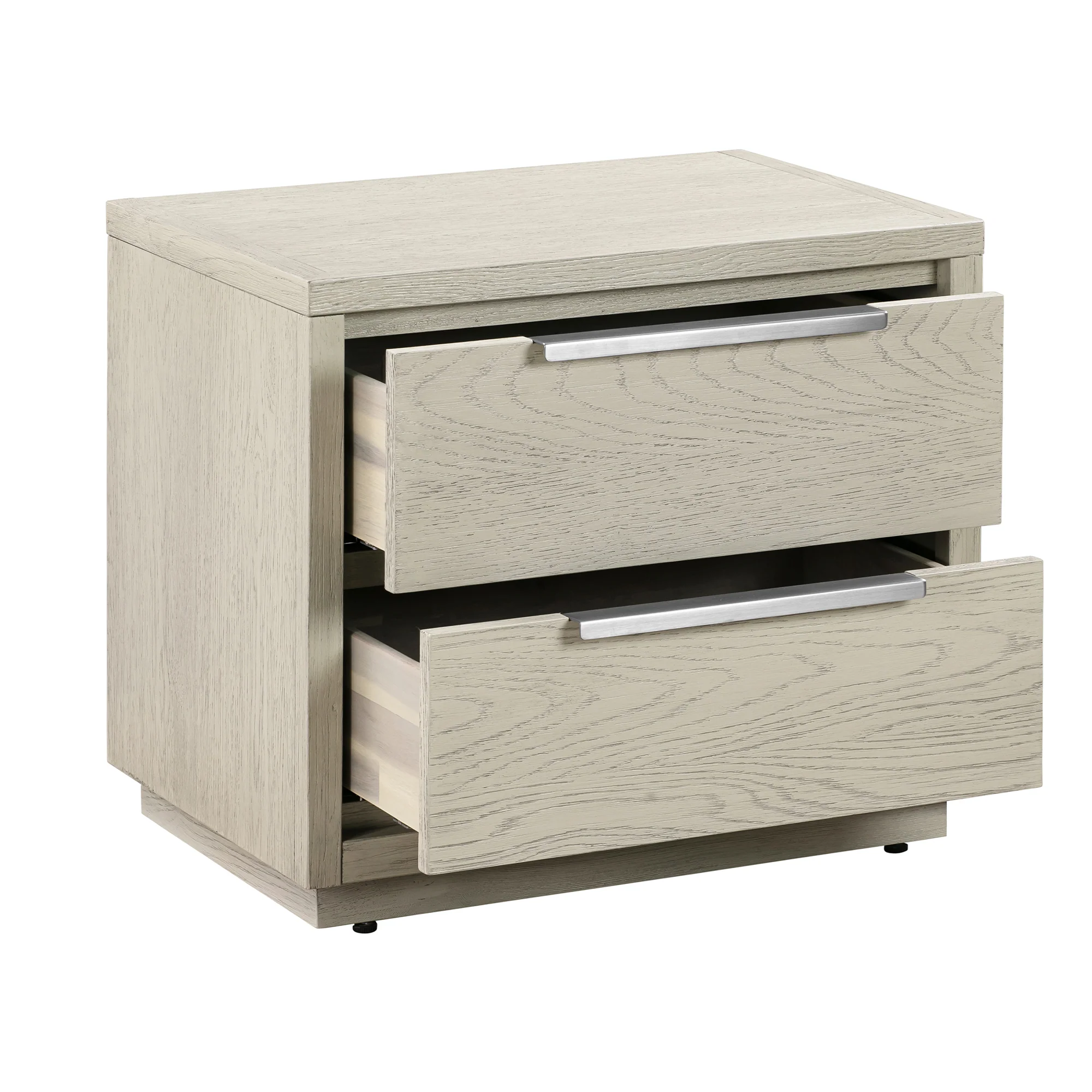 Abbey 2 Drawer Nightstand in Grey Oak Wood By Armen Living - Image 5