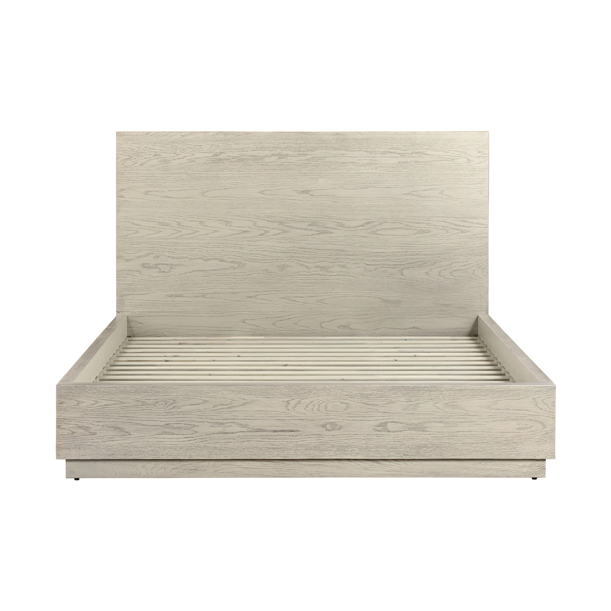 Abbey Queen Platform Bed Frame in Grey Oak Wood By Armen Living - Image 2