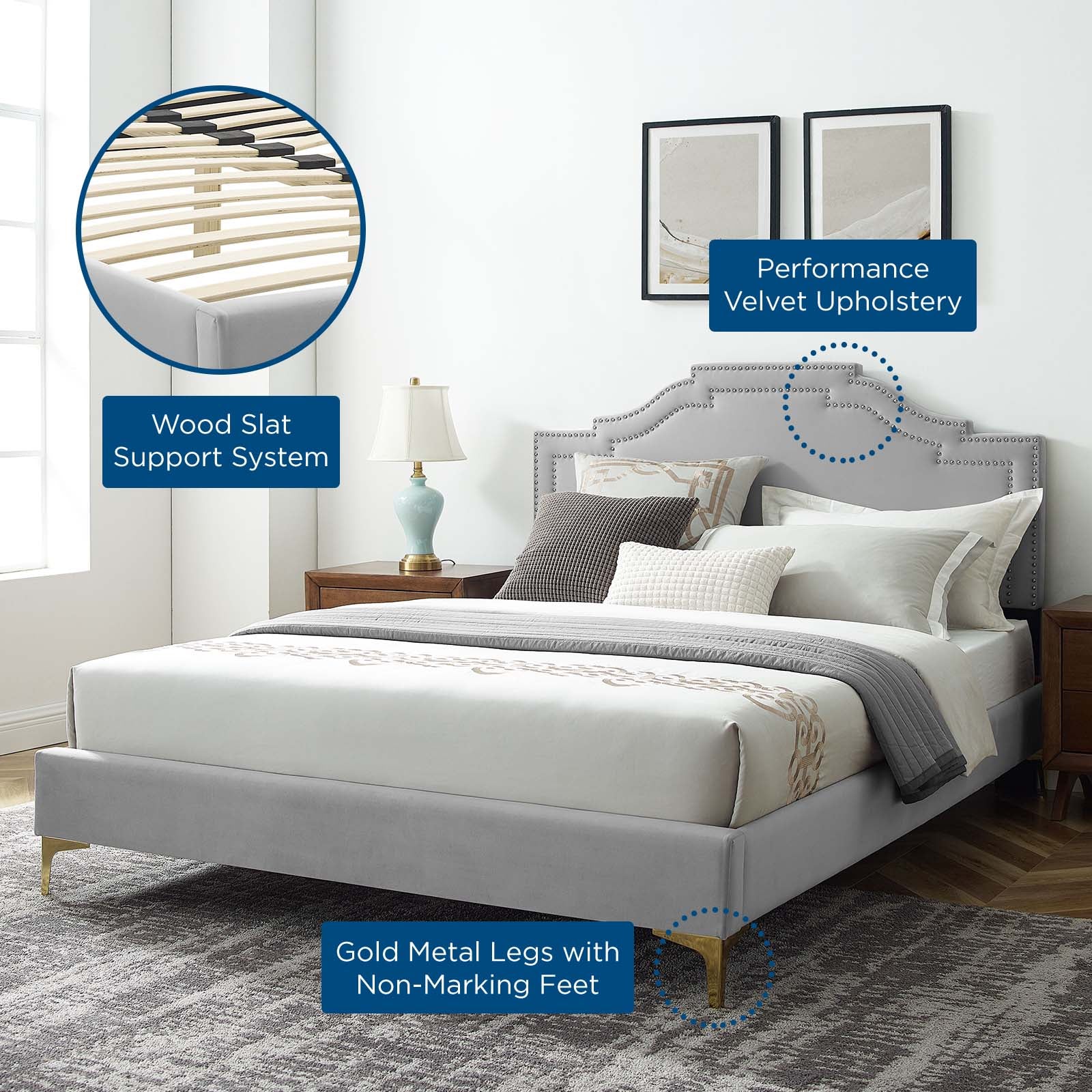 Adelaide Performance Velvet King Platform Bed By Modway - MOD-6862 - Image 34