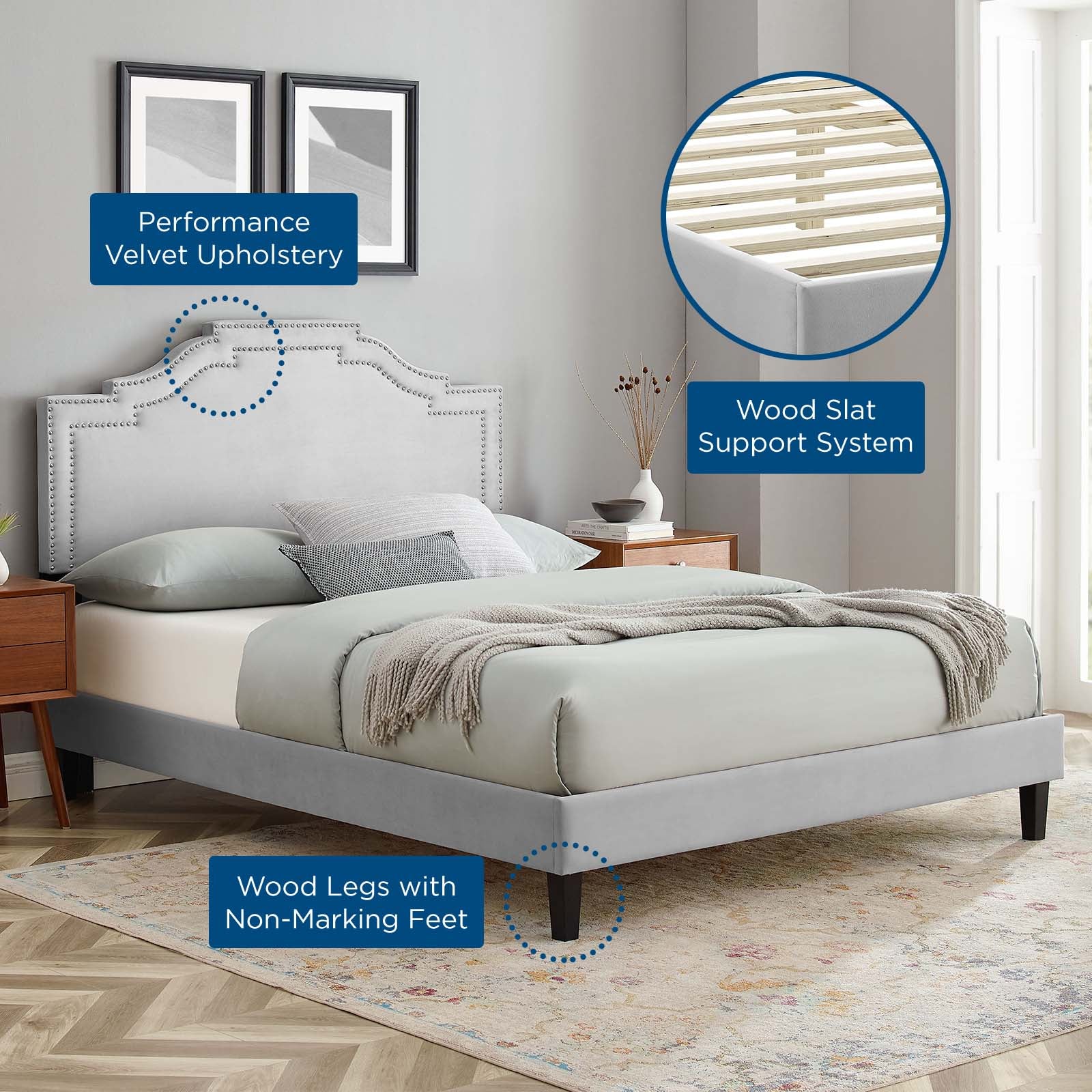Adelaide Performance Velvet King Platform Bed By Modway - MOD-6864 - Image 31