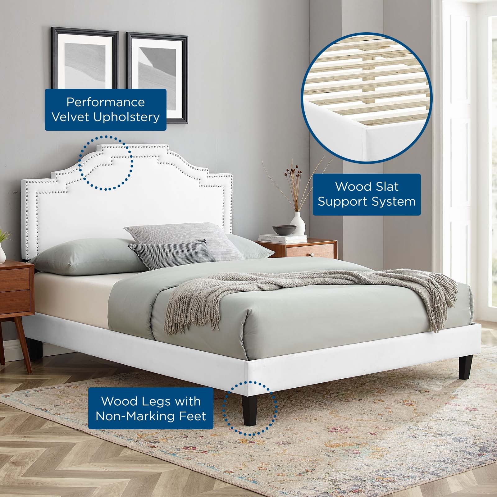 Adelaide Performance Velvet King Platform Bed By Modway - MOD-6864 - Image 96
