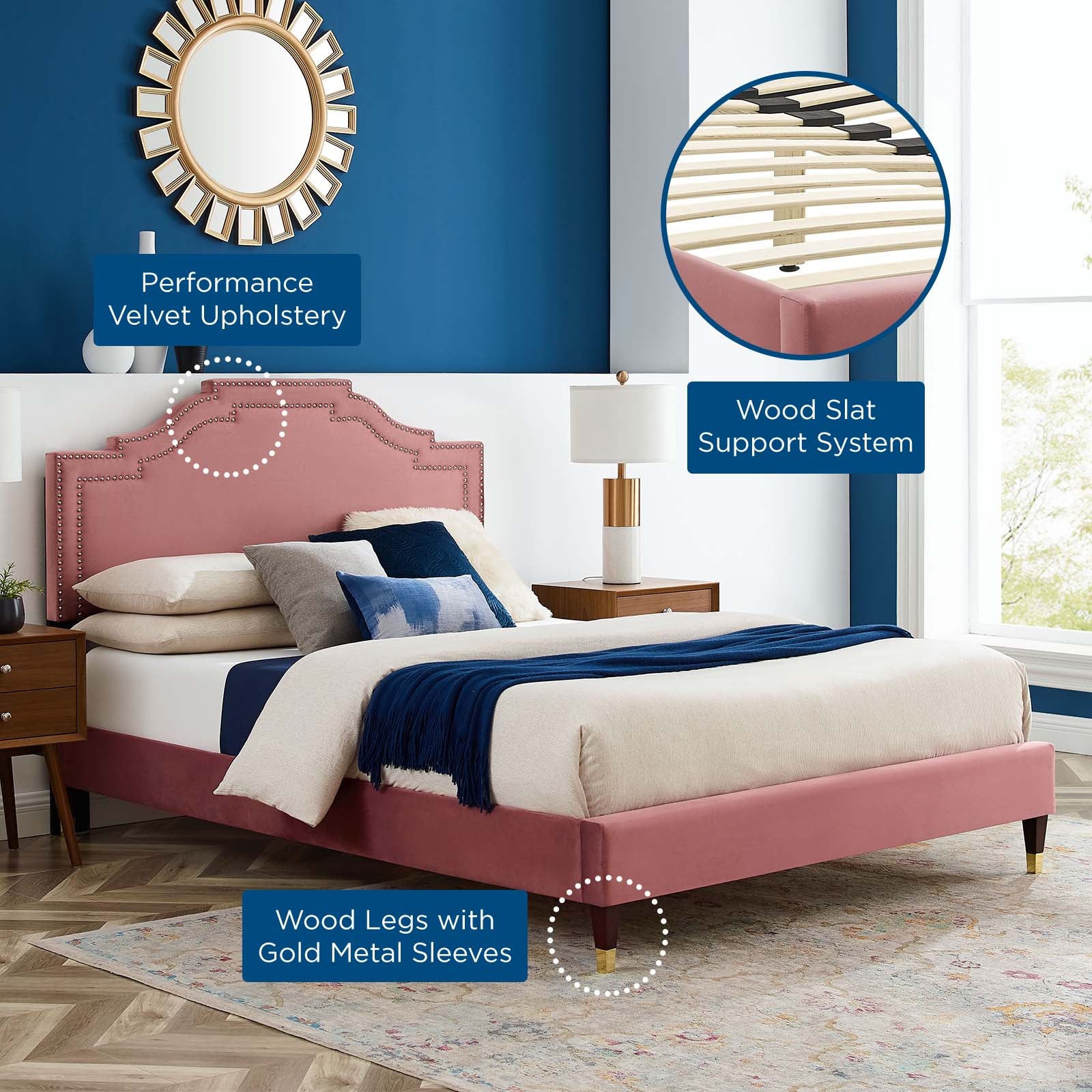 Adelaide Performance Velvet Queen Platform Bed By Modway - MOD-6581 - Image 19