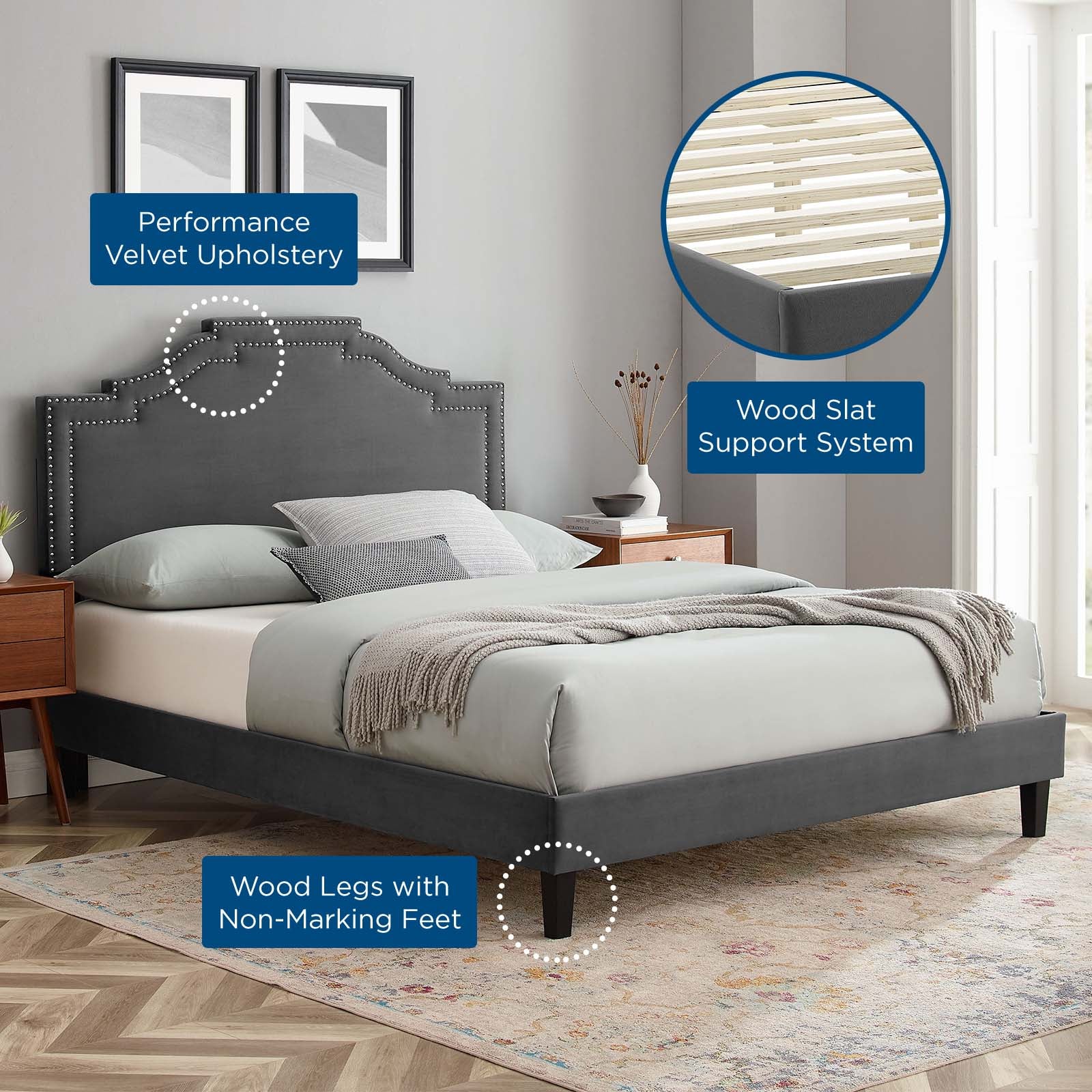 Adelaide Performance Velvet Twin Platform Bed By Modway - MOD-6852 - Image 6