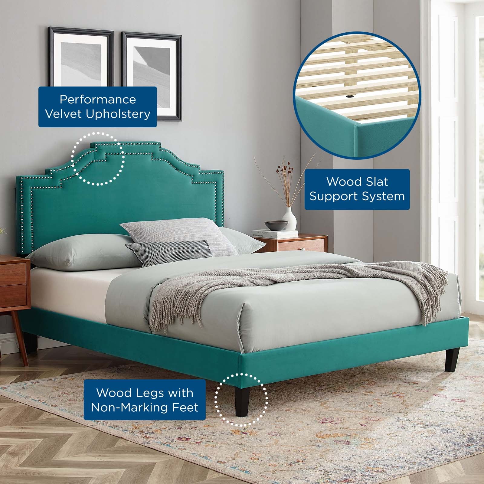 Adelaide Performance Velvet Twin Platform Bed By Modway - MOD-6852 - Image 83