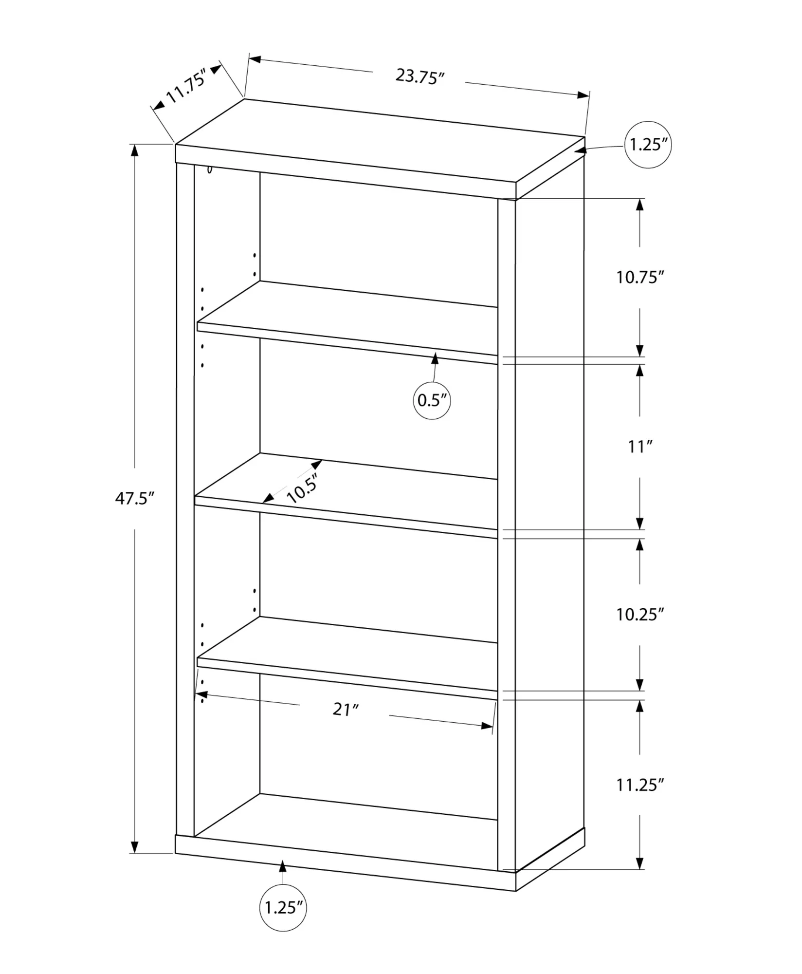 Adjustable Bookshelf By Homeroots - Image 9