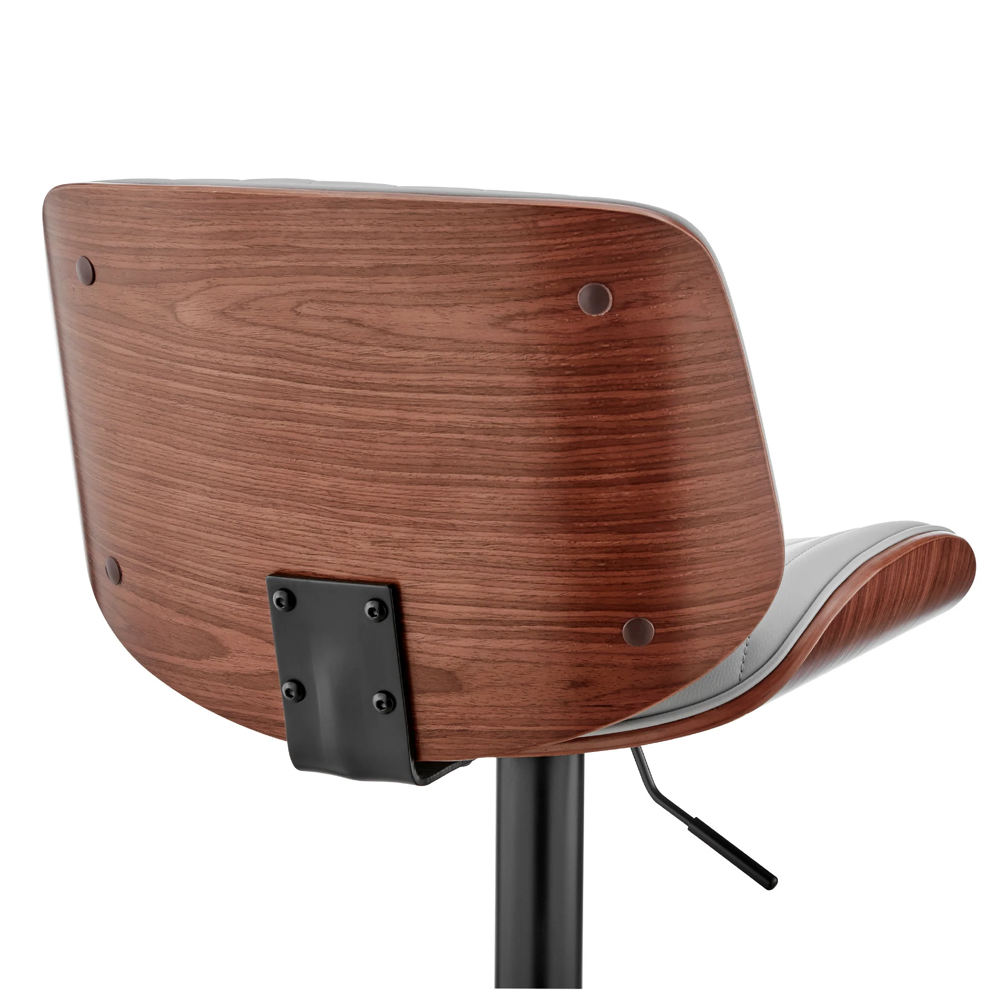 Adjustable Gray Faux Leather Black Steel and Walnut Bar Stool By Homeroots - Image 8