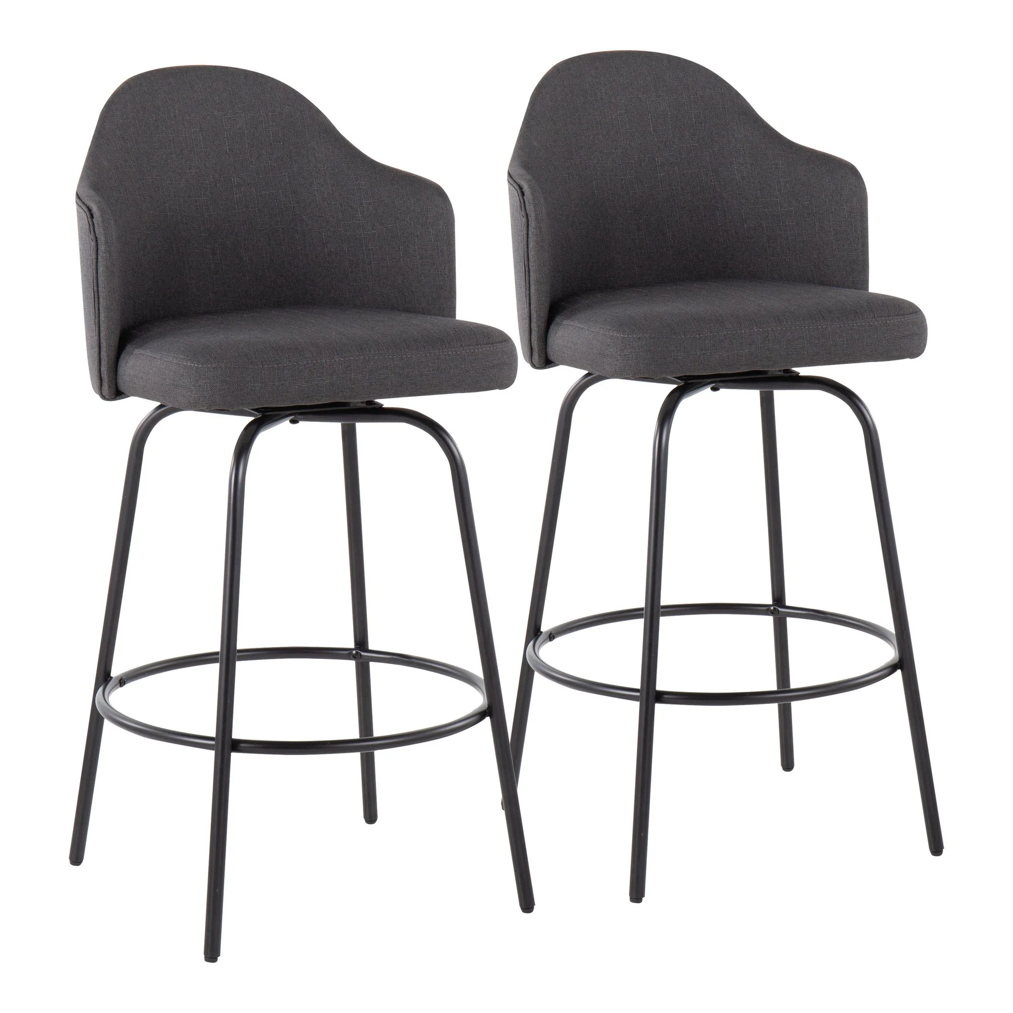 Ahoy Counter Stool - Set of 2 Gray By LumiSource - B26-AHOYUP CLAIREQ2 BKCHAR2