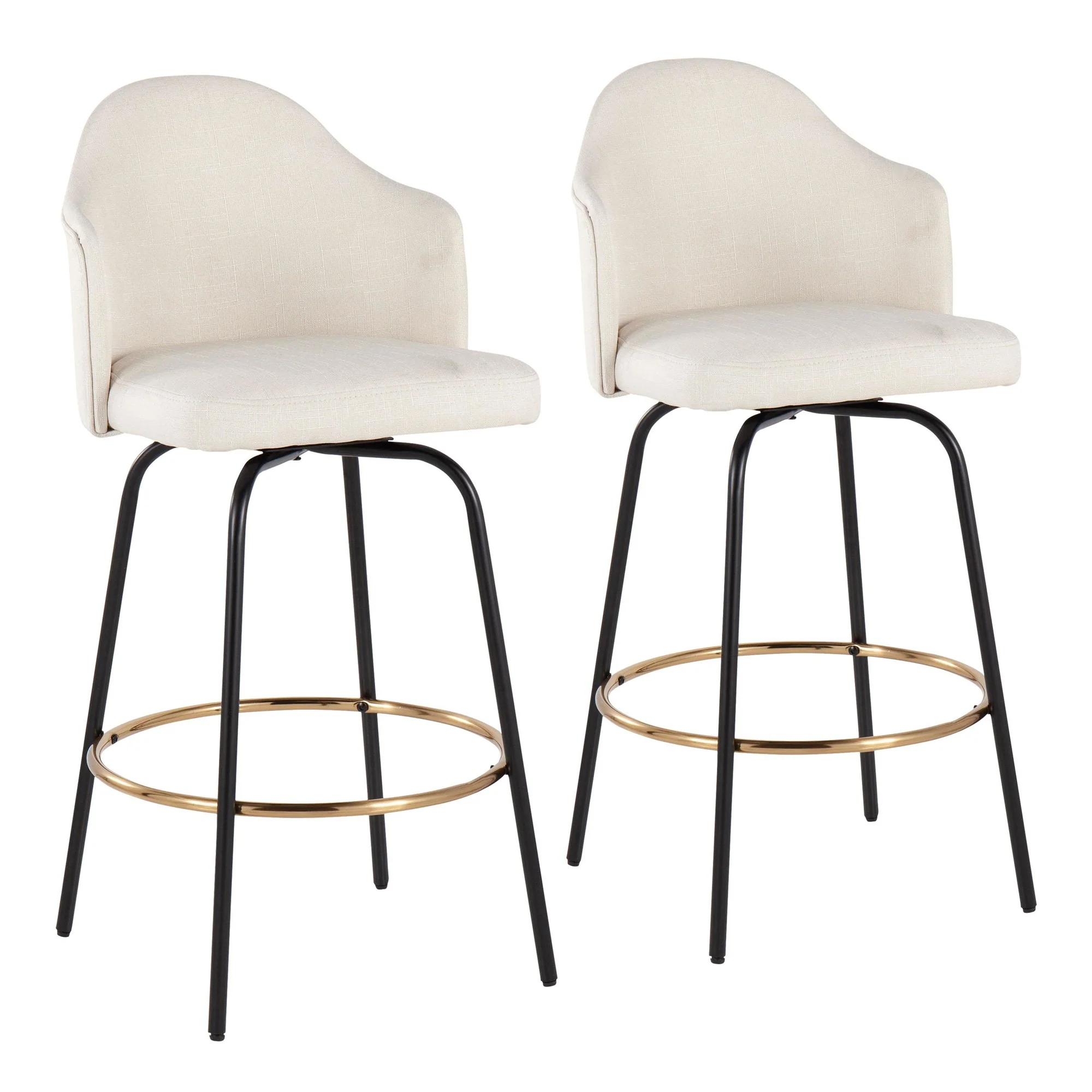Ahoy Counter Stool - Set of 2 Cream By LumiSource - B26-AHOYUP CLAIREG2 BKCR2