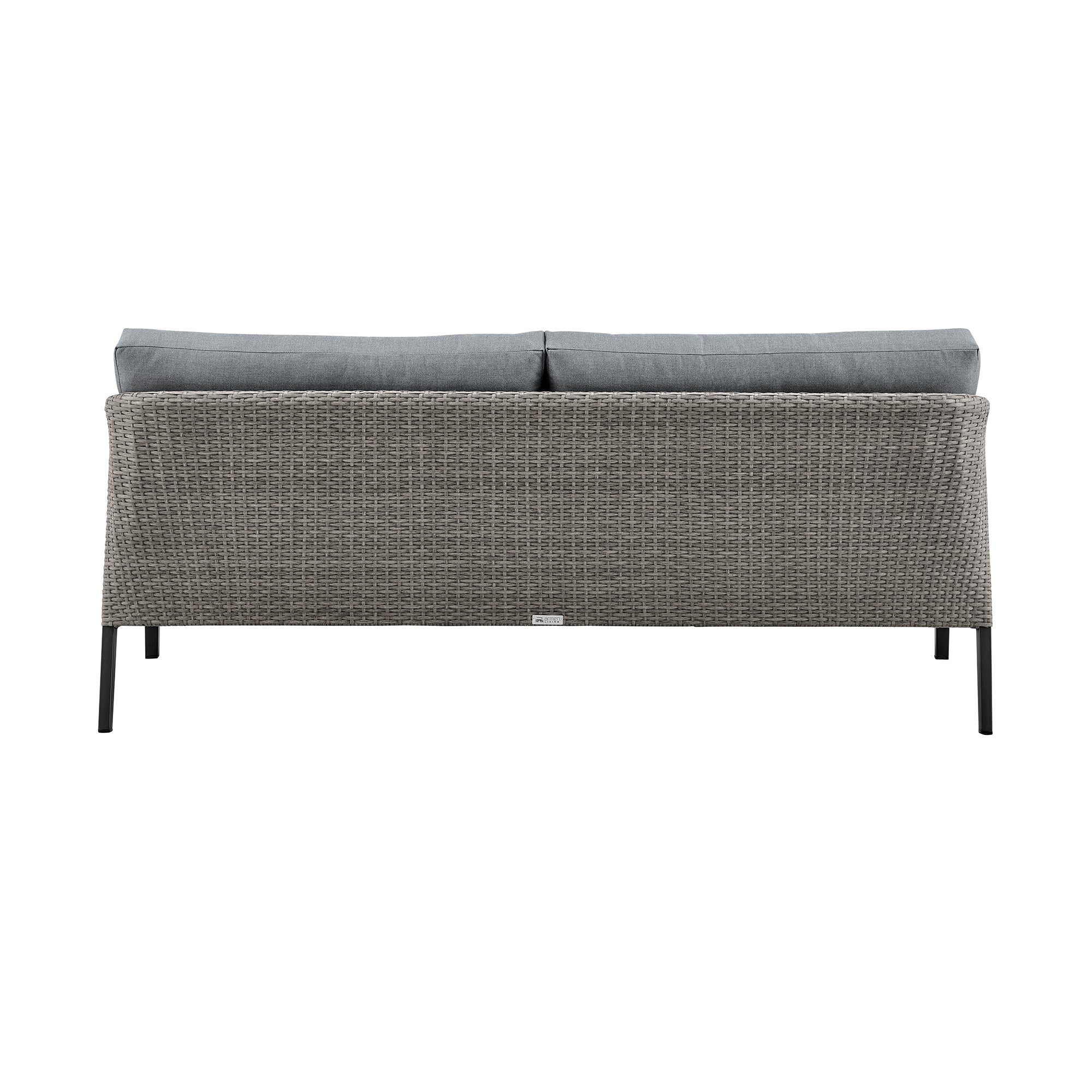 Aileen Outdoor Patio 4-Piece Lounge Set in Aluminum and Wicker with Grey Cushions By Armen Living - Image 4