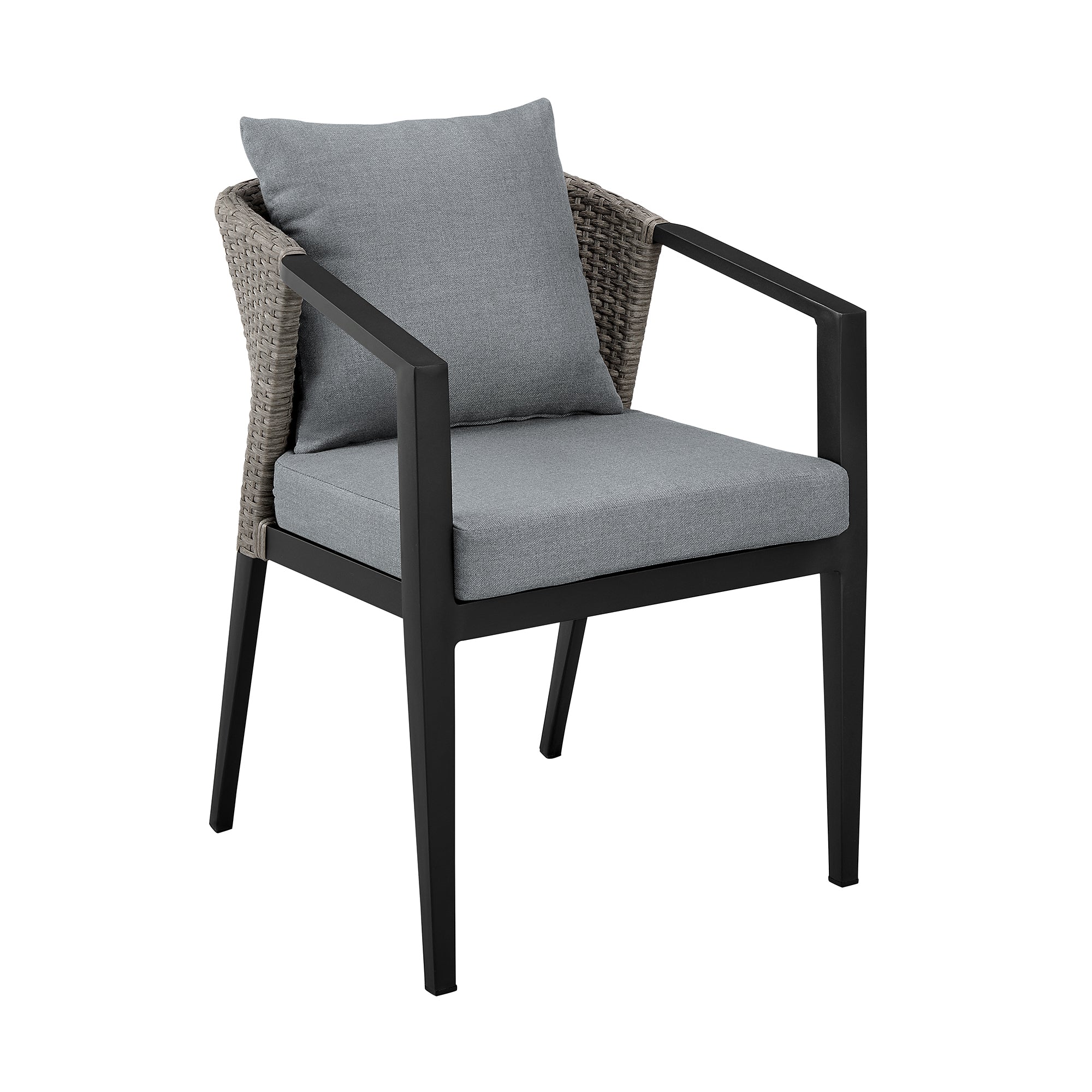 Aileen Outdoor Patio 5-Piece Dining Table Set in Aluminum and Wicker with Grey Cushions By Armen Living - Image 3