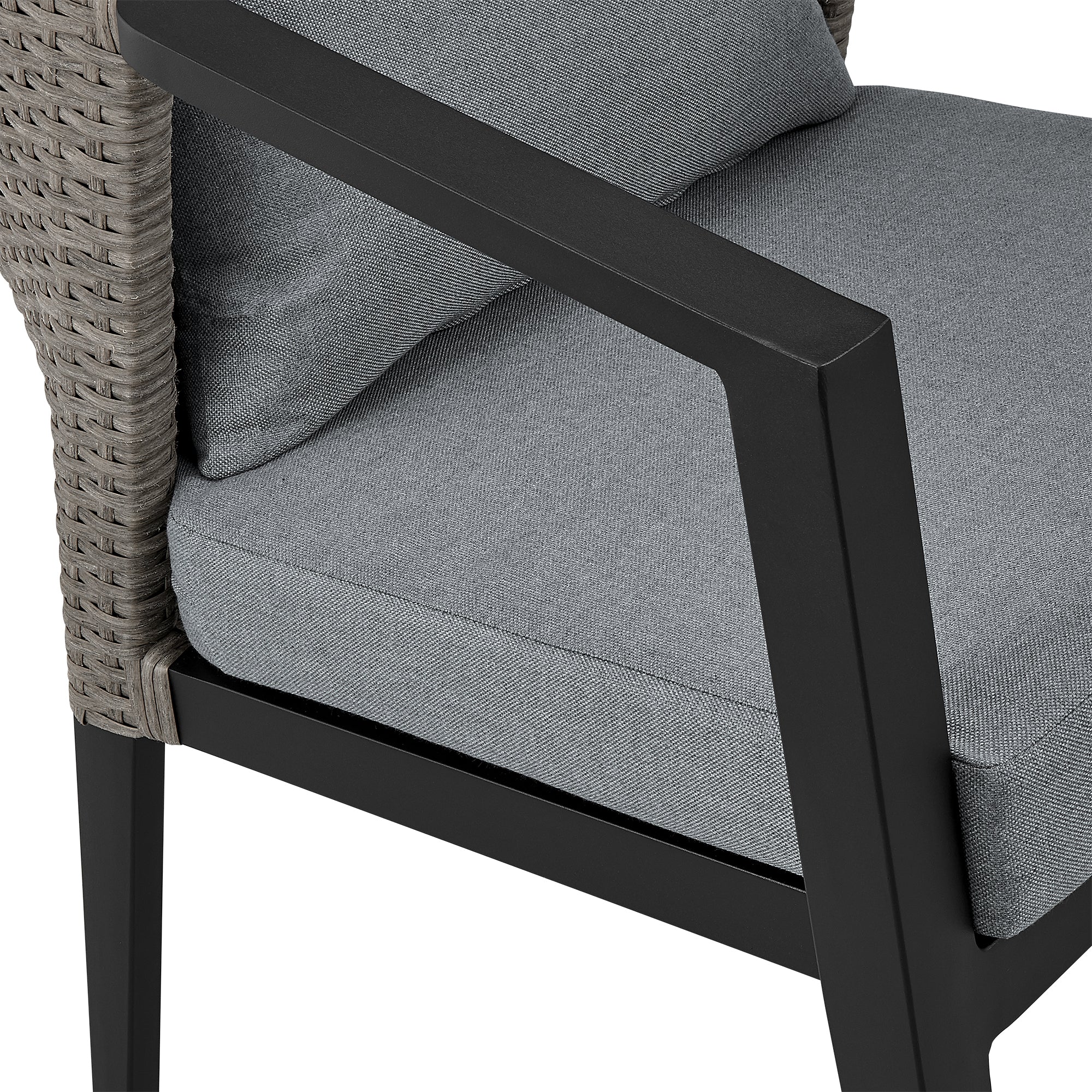 Aileen Outdoor Patio 5-Piece Dining Table Set in Aluminum and Wicker with Grey Cushions By Armen Living - Image 7