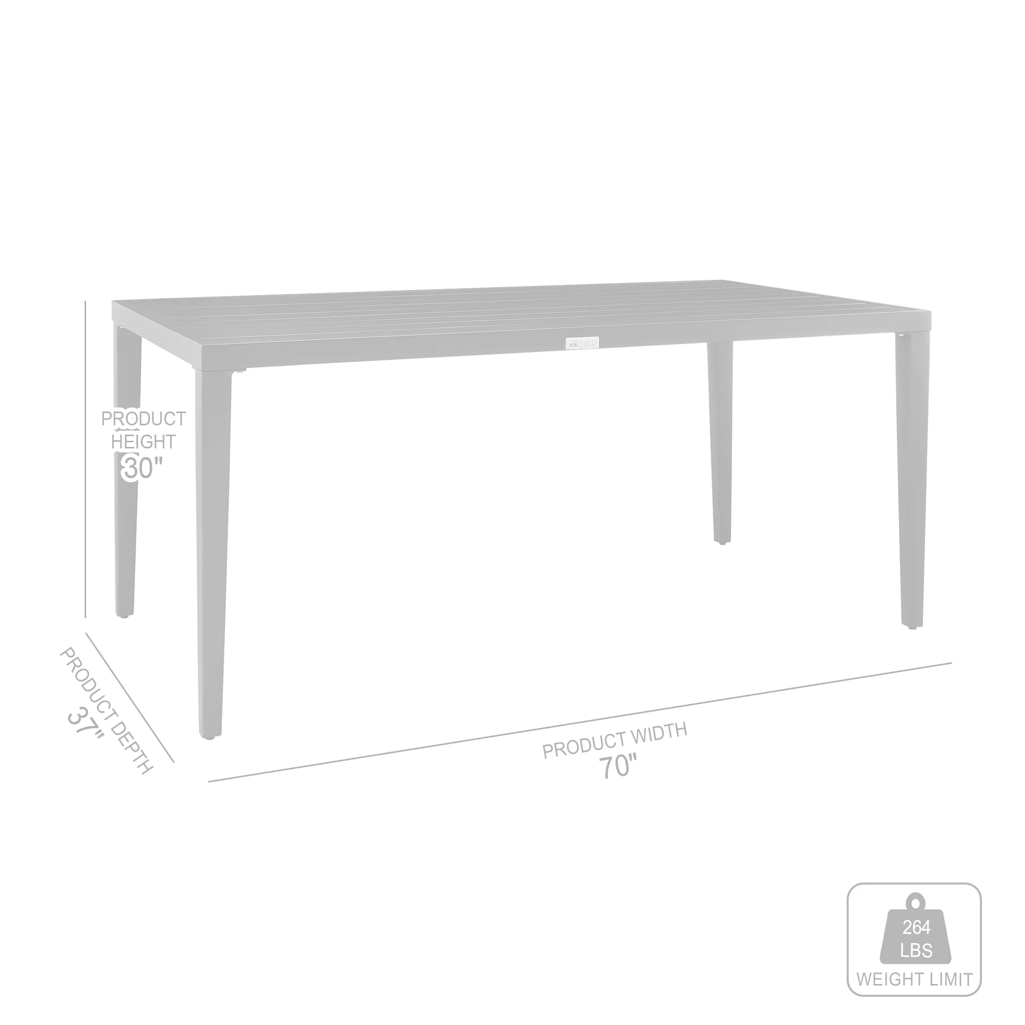 Aileen Outdoor Patio Dining Table in Aluminum By Armen Living - Image 8