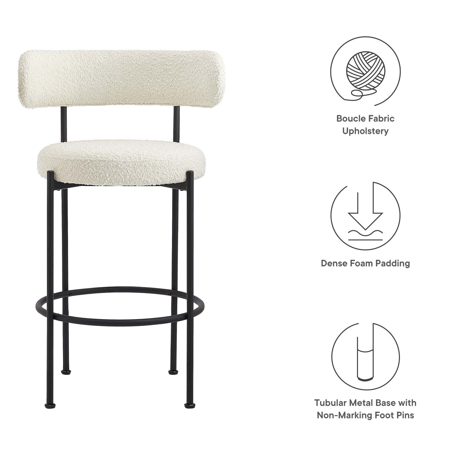 Albie Boucle Fabric Bar Stools - Set of 2 By Modway - EEI-6520 - Image 14